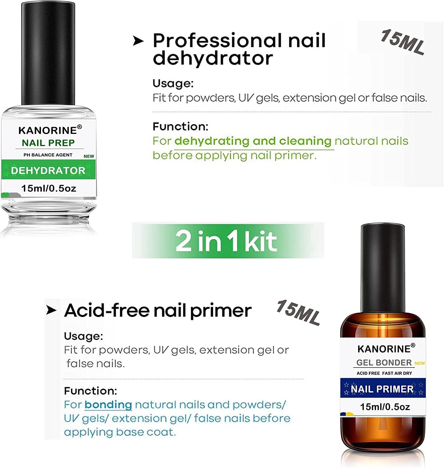 Kanorine Nail Primer & Nail Prep Dehydrate Set Gel Nail Polish Bonding