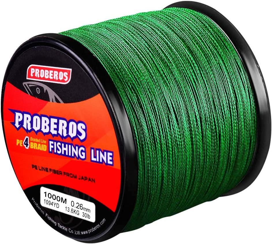 BAIKALBASS Braided Fishing Line 4 Strands Stronger Multifilament PE Braid  Wire for Saltwater 6LB-100LB 110yards 328yards 547yards Super Strong  Superline Green 328Yds/50LB