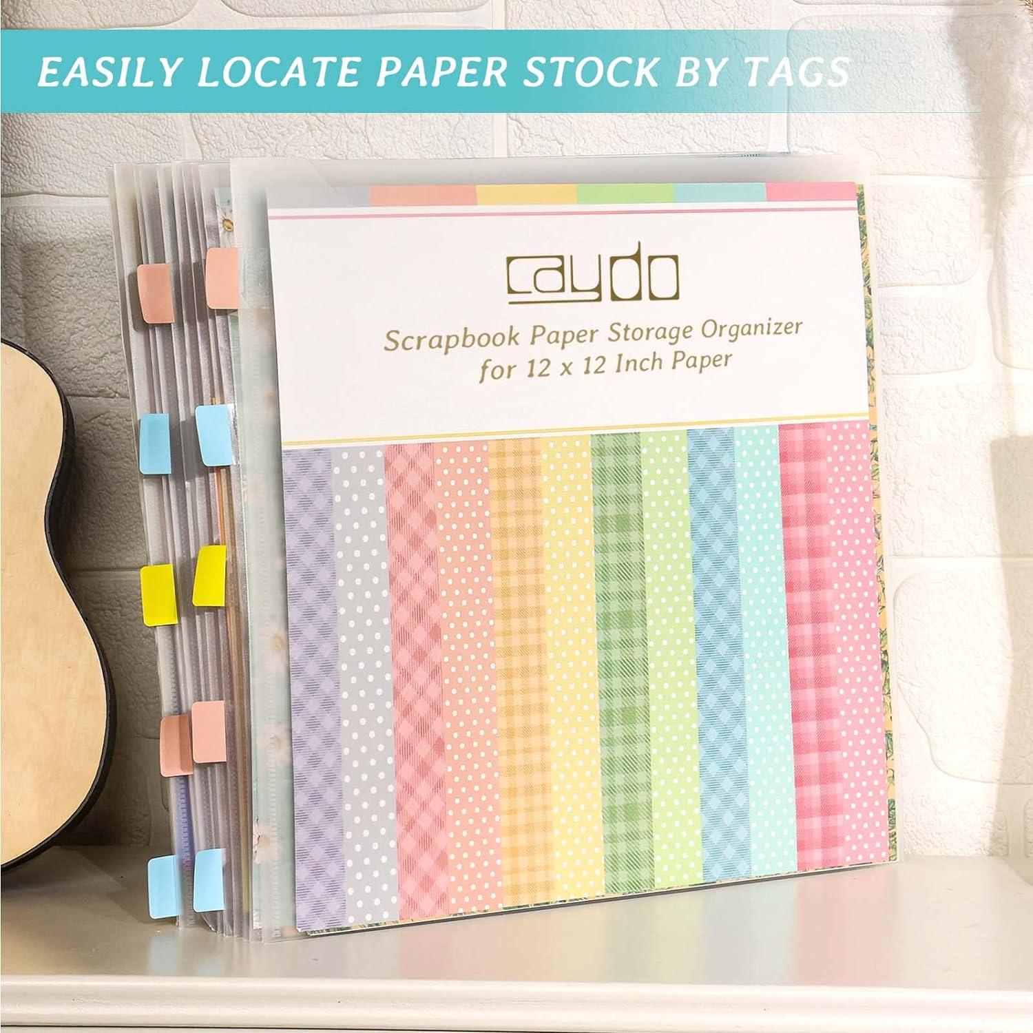 Caydo 20 Pieces Scrapbook Paper Storage, 12.8 x 12.8 Clear Vinyl Record  Storage Sleeves with 32 Pieces Long Sticky Index Tabs for 12 x 12 Inch
