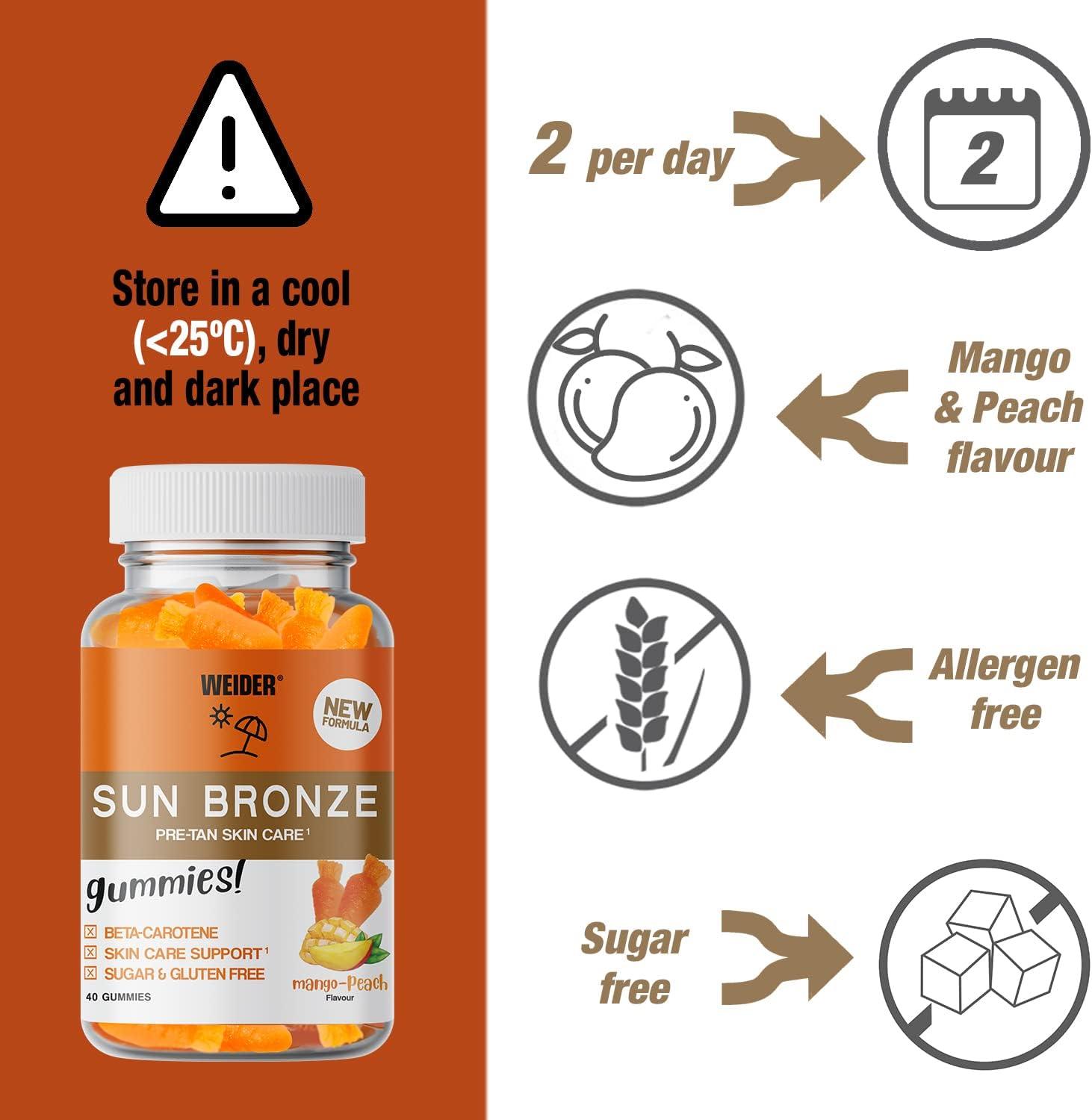 Weider Sun Bronze Gummies (40 Gums) MangoPeach Flavour. Gummies with