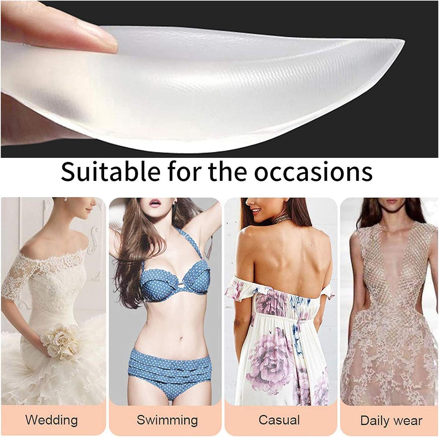 Flirtzy Silicone Soft Gel Bra Inserts Clear Breast Push Up Super Wedge  Waterproof Push Up Bra Pads Chicken Cutlets Add a Cup Size Bra Pads –  Unilution Inc