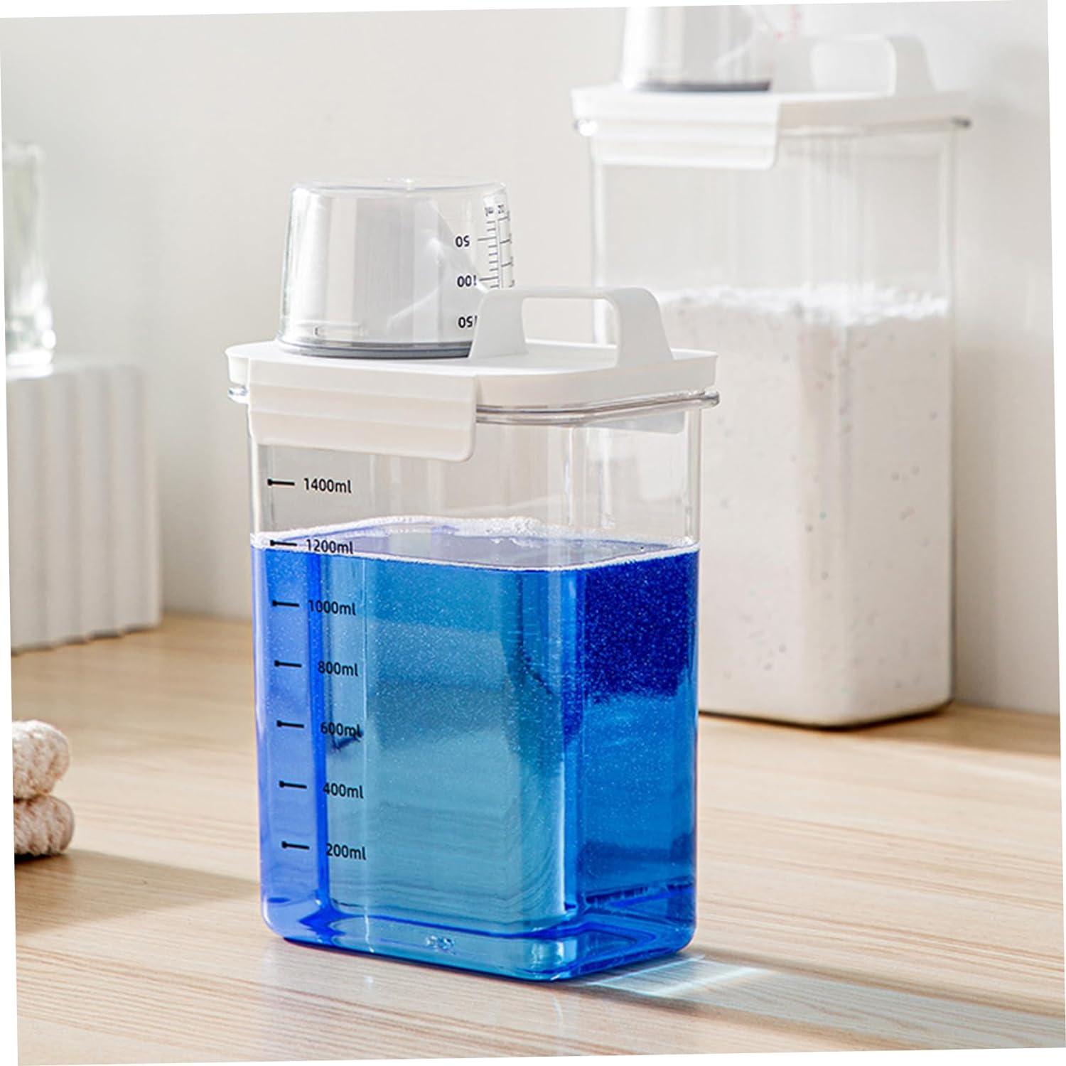 1PC Laundry Detergent Dispenser 1800ml Clear Airtight Washing Powder Dispenser with Scale and