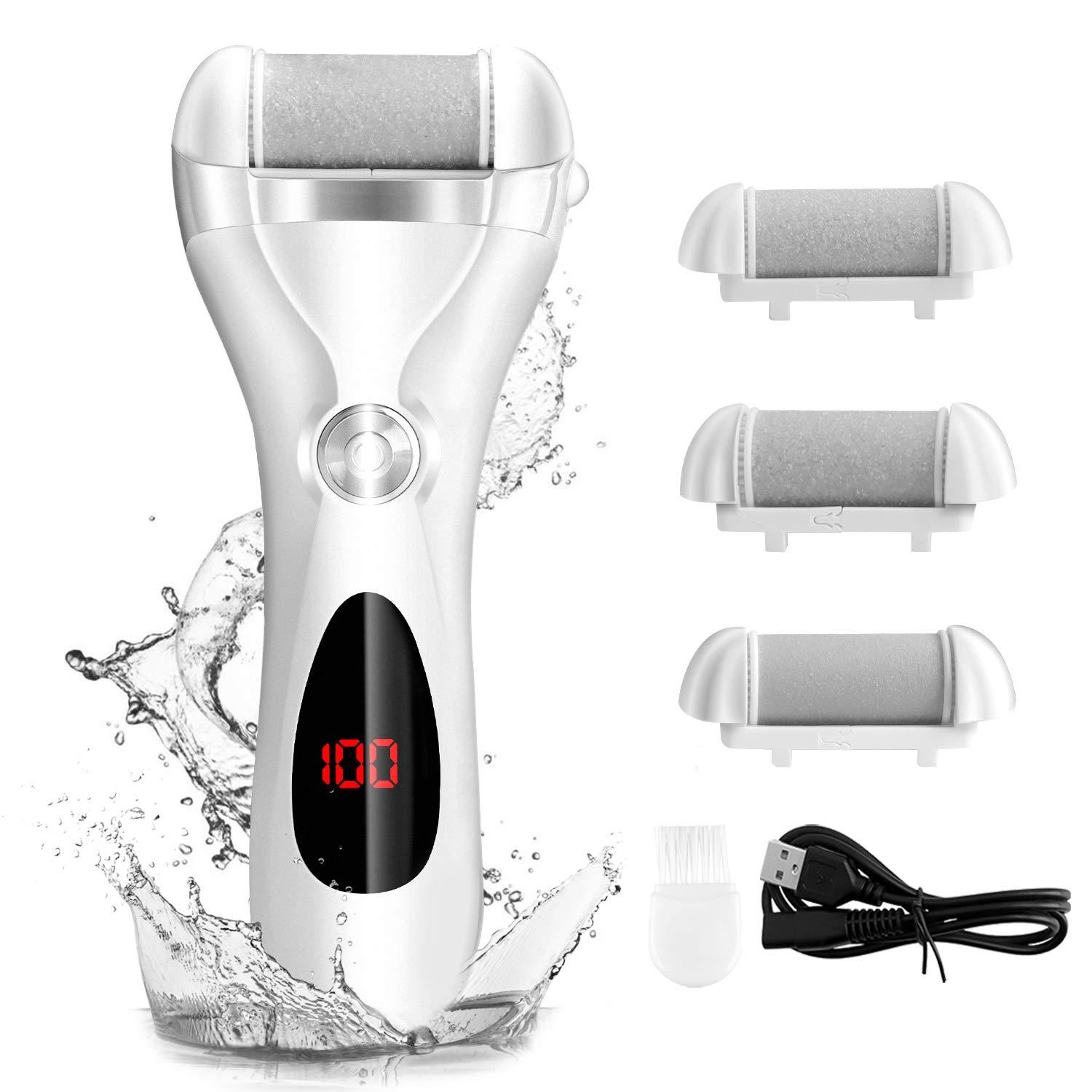 Electric Feet Callus Remover Kit with 3 Roller Heads, Rechargeable Foot