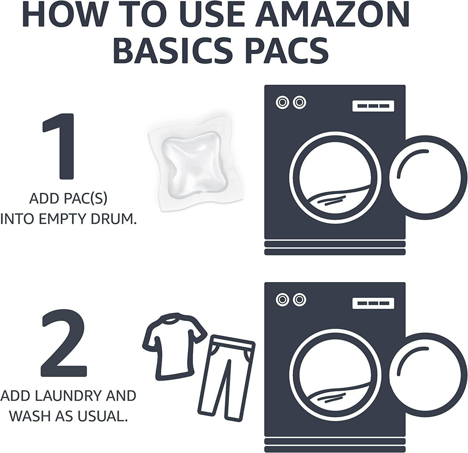 Amazon Basics Laundry Detergent Pacs, Free & Clear, Hypoallergenic