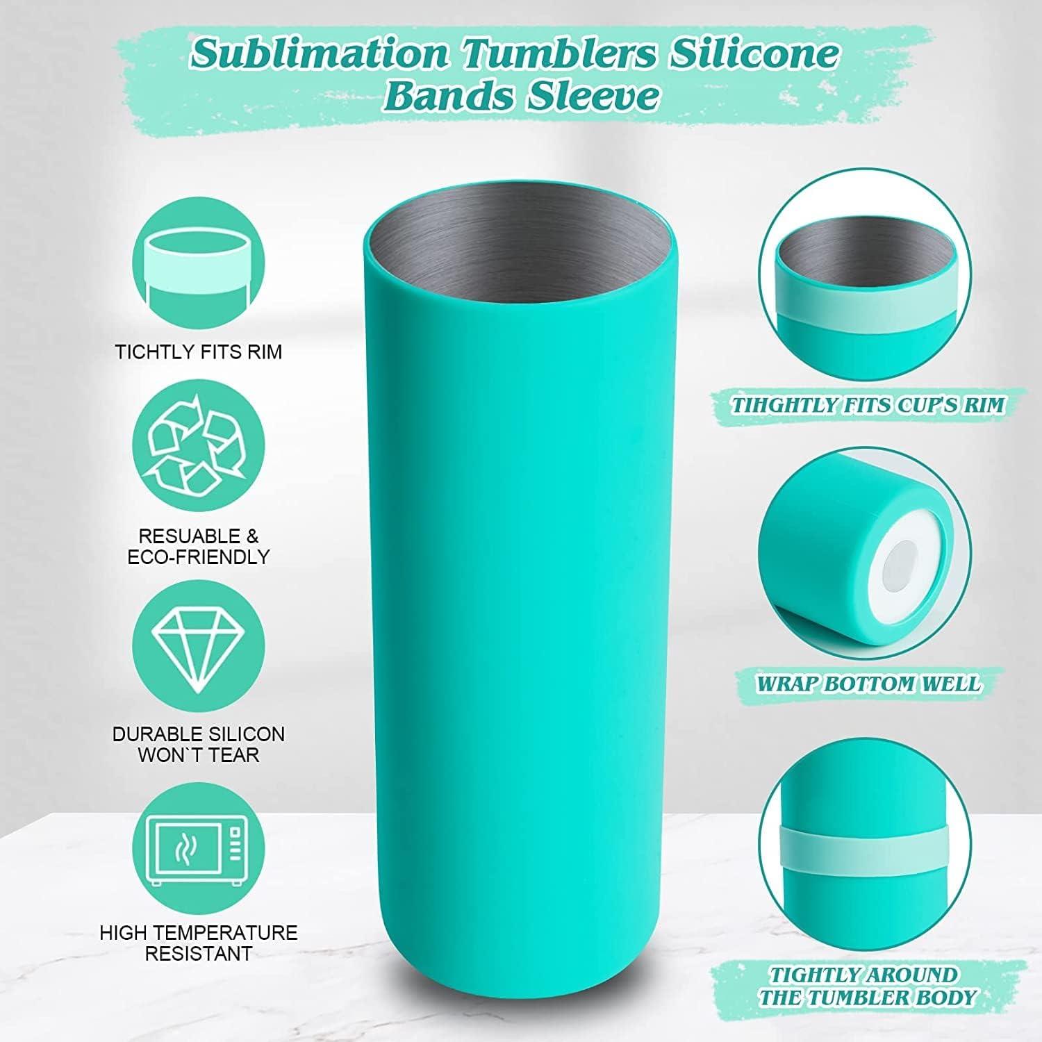 Silicone Bands for Sublimation Tumbler for 20 OZ Skinny Blanks Cups,  Silicone Sleeve Kit with Heat