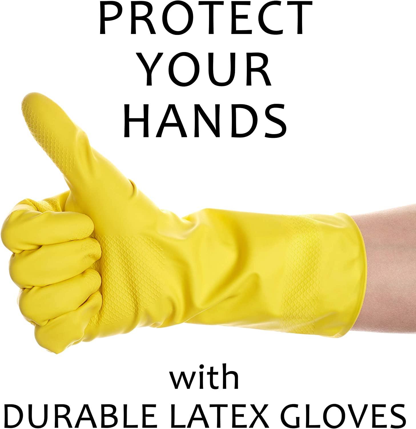 SteadMax 3 Pairs Yellow Cleaning Dish Gloves, Professional Natural