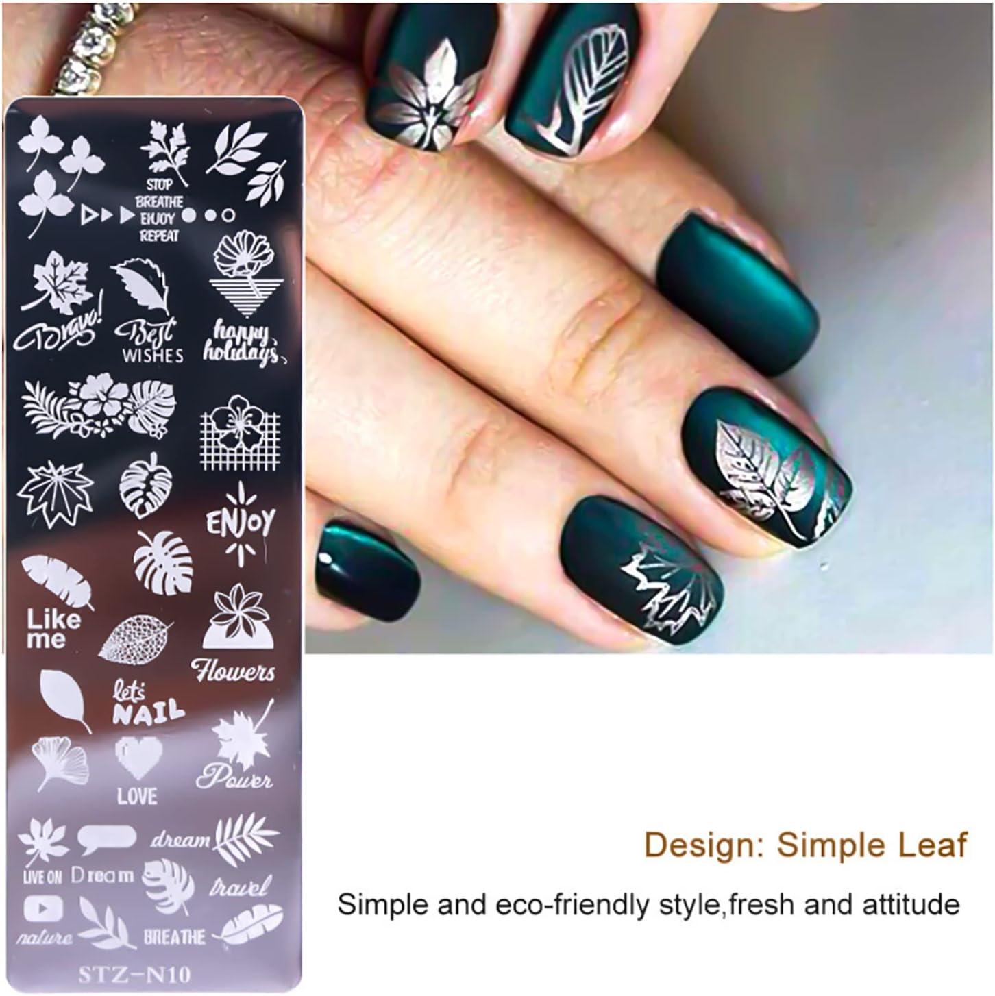 NICENEEDED Nail Art Stamping Plates Image Template Included 4 Pcs Nail  Plates Nail Stamp Templates with