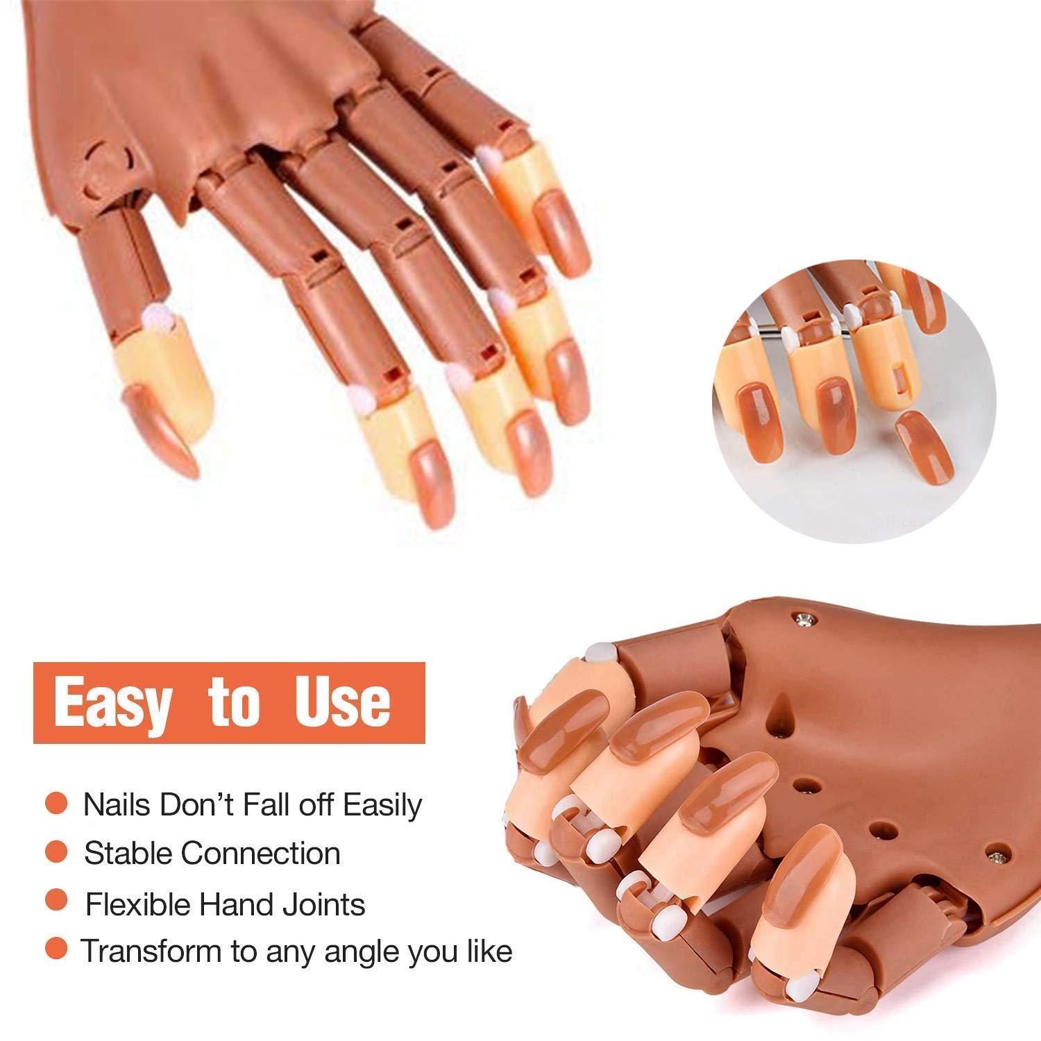 Nails Training Hand for Acrylic Nail, Flexible Movable Fake Model Hands for  Nails Manicure, Acrylic Nail Technician Manicure Supply, Best Manicure DIY  Print Practice Tool (B-Nail Training Hand Set) 112 Piece Set
