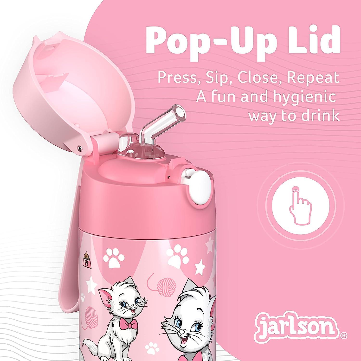 JARLSON Kids Water Bottle with Straw - Charli - Insulated Stainless Steel Water Bottle - Thermos - Girls/Boys (Shark 'Star', 12 oz)