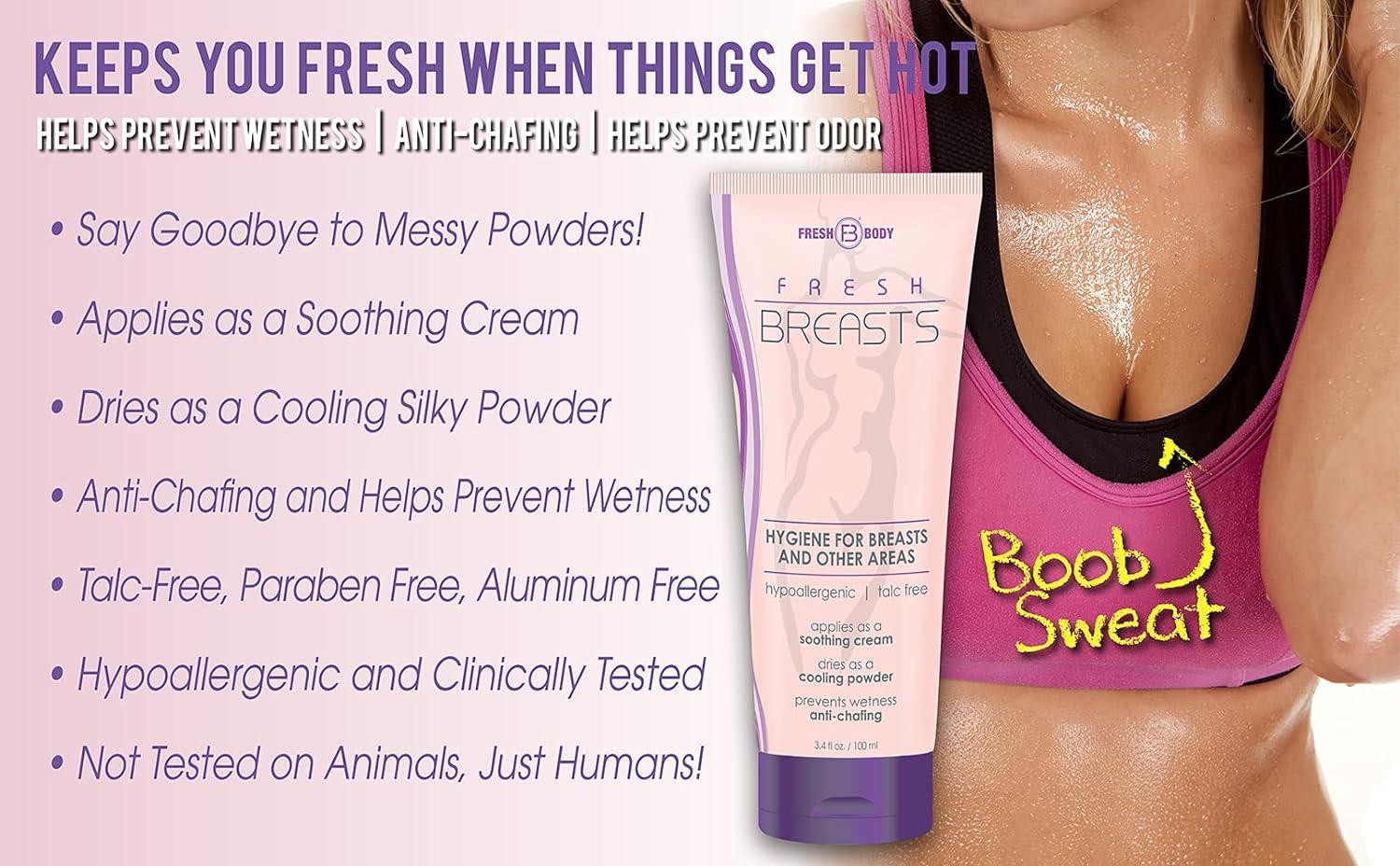 Fresh Body FB Fresh Breasts Anti-Chafing Soothing Lotion for Women 3.4  Ounce (3 Pack)