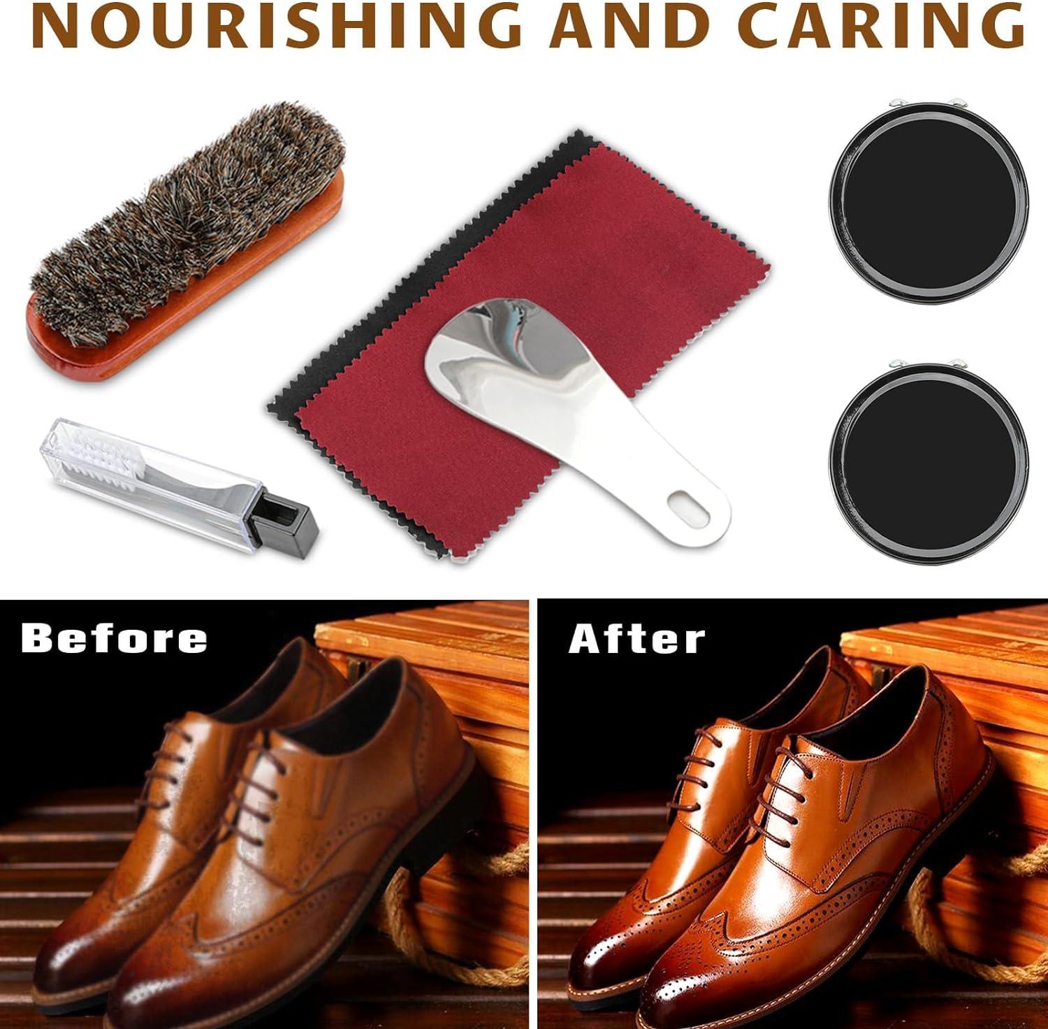 Wilbeva Leather Shoe Polish Kit - 7 in 1 Shoe Care Set for Men & Women |