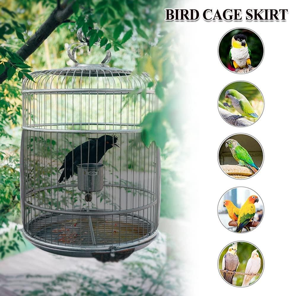 ASOCEA Bird Cage Seed Catcher Feather Guard Bird Cage Cover Skirt Parrort  Parakeet Cage Nylon Mesh Netting Birdcage Net for Round Square Cages -  Black (Not Include Birdcage)