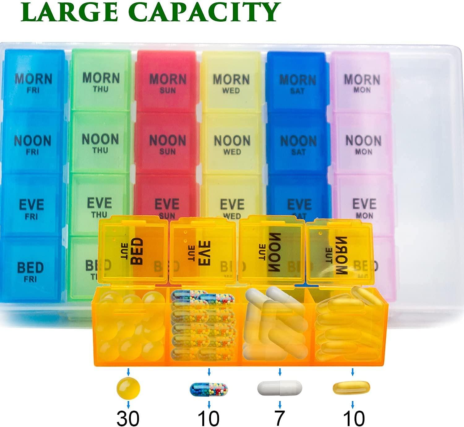 VMVN Large 7 Day Pill Box Organizer with AM/PM Medicine Removable