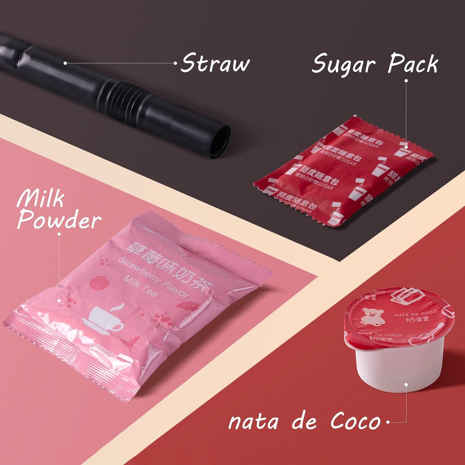 Senpure Instant Milk Tea Kit with Milk Tea Powder DIY Sugar Pack Coconut Jelly Serve Cold or Hot