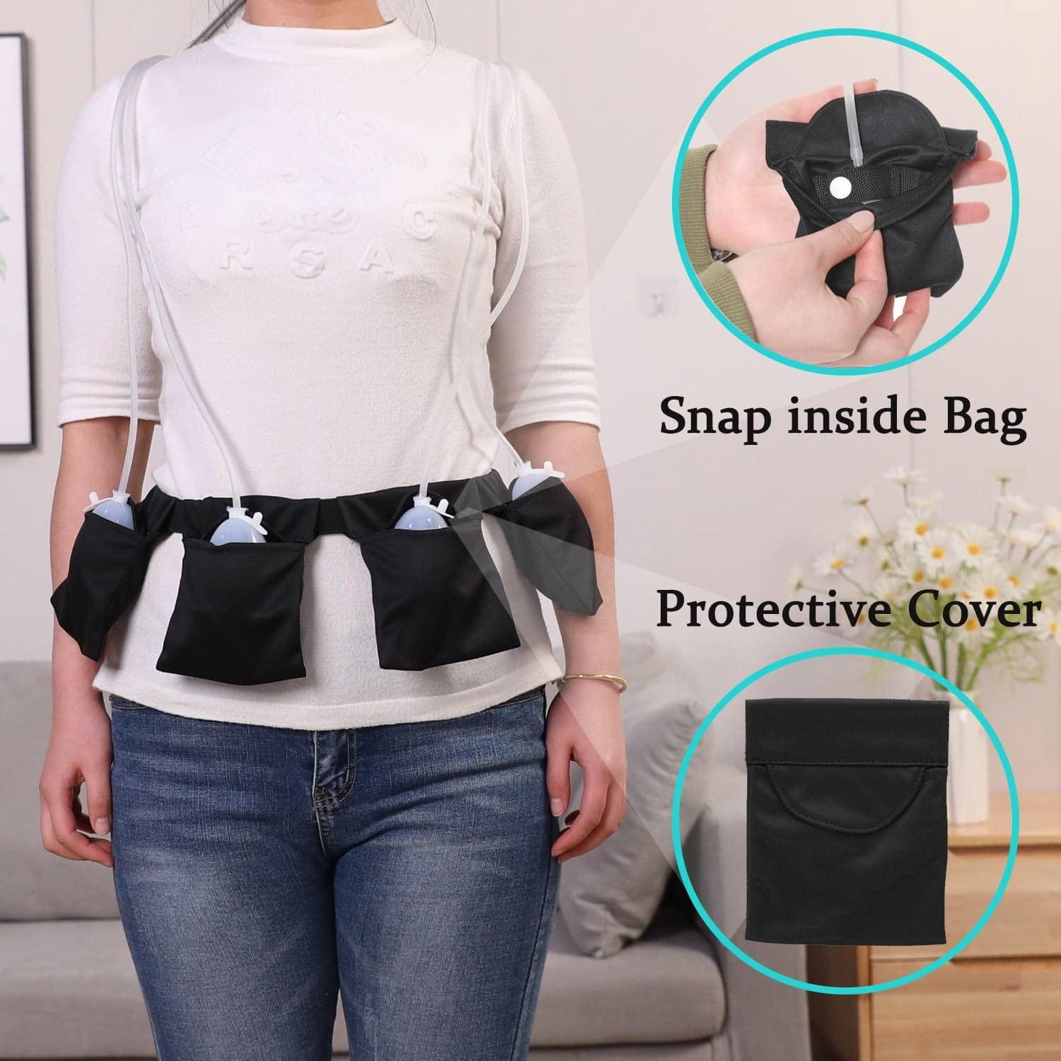 Fanwer Mastectomy Drain Holder 4 Drain Pouches with Shower Bag, Adjustable&Handy, for