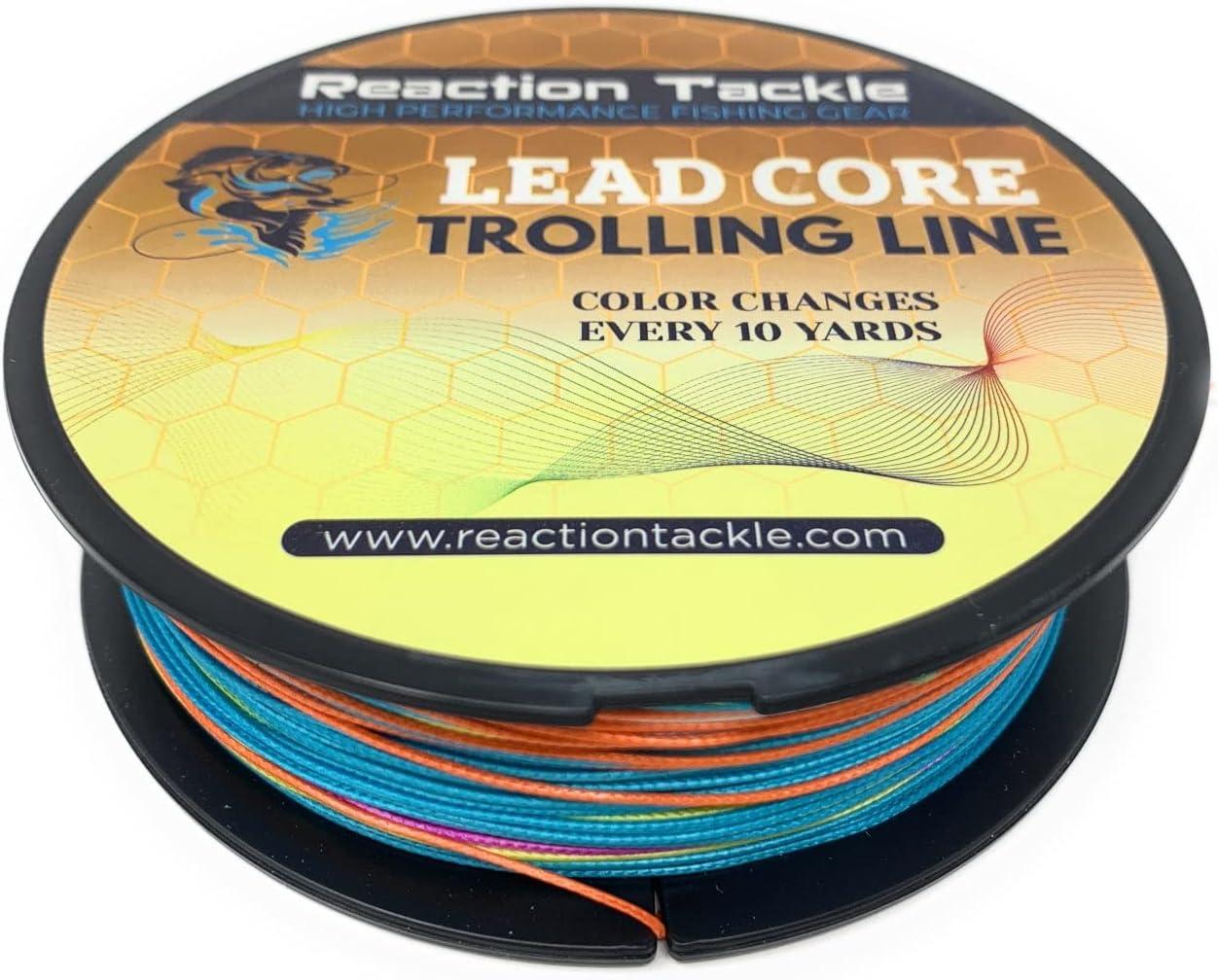 Reaction Tackle Lead Core, Metered Trolling Braided Line, Fast Sinking Line,  Color Changes Every 10 Yards Multi-Color 12LB (100 yards)