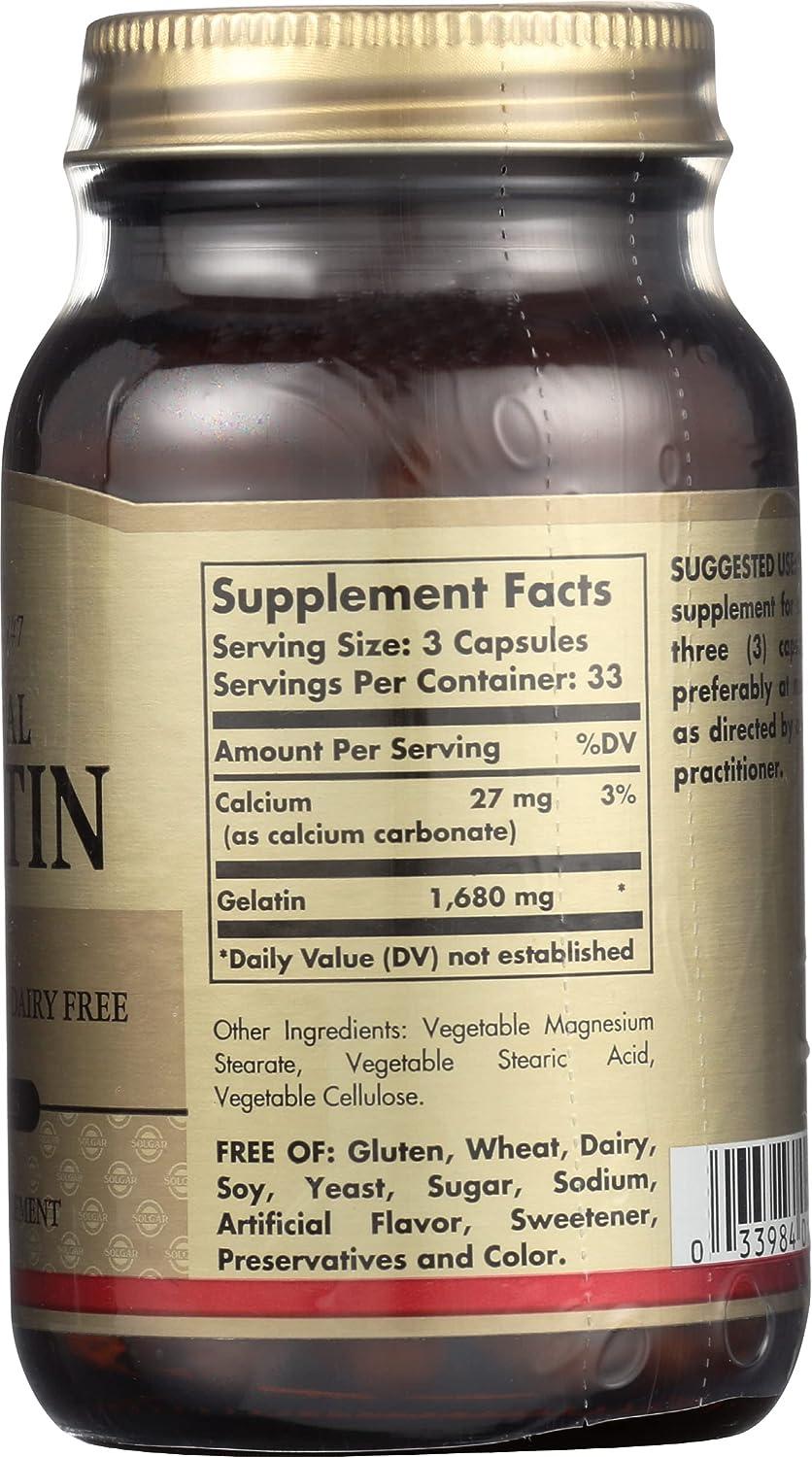 Solgar Gelatin 1680 mg 100 Capsules Natural Gelatin Supports Bone