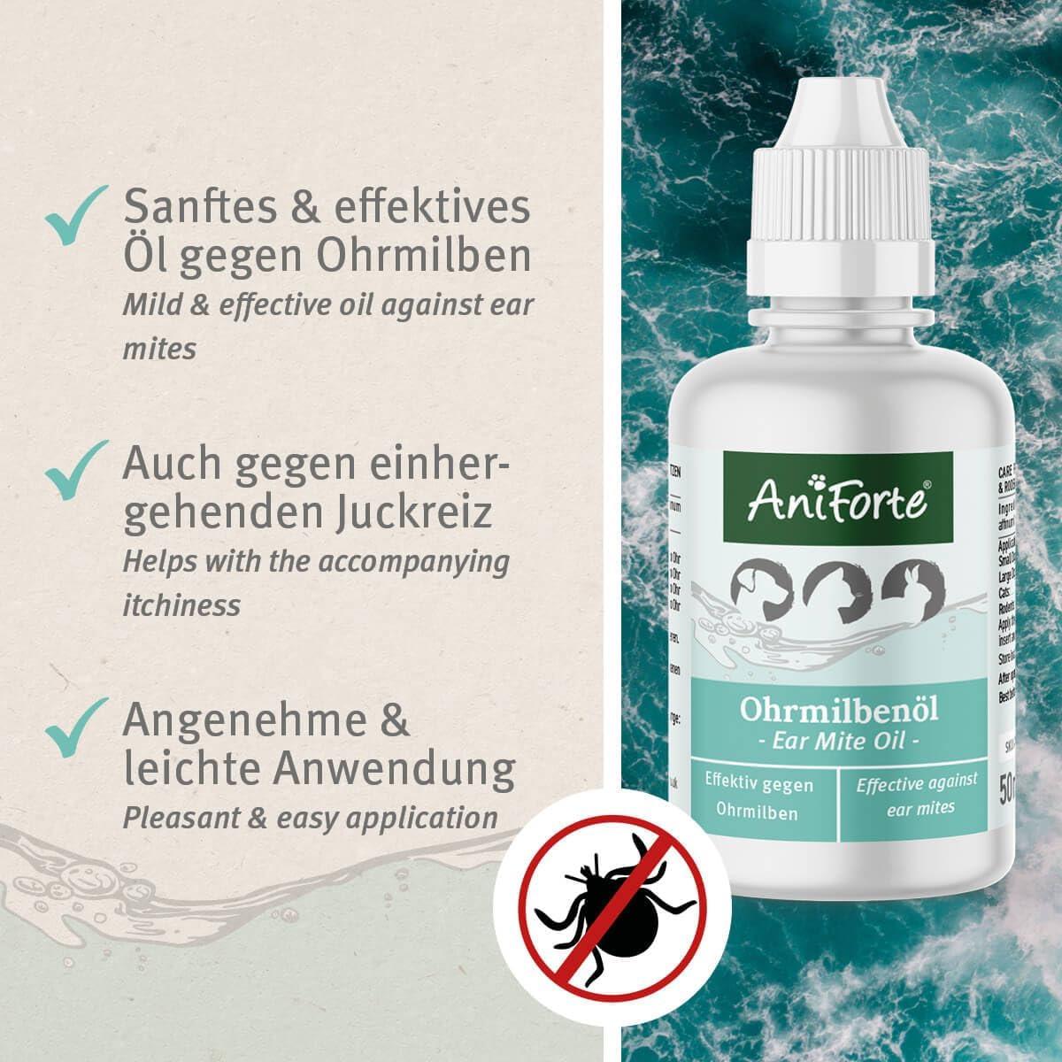 Aniforte Ear Mite Oil for Dogs Cats Rodents 50ml Anti-Itch