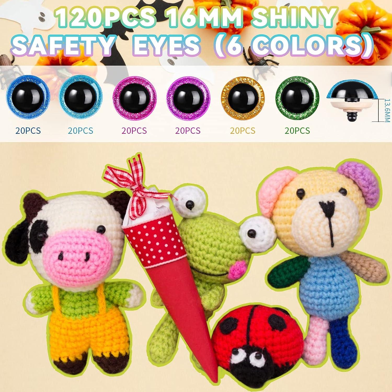 Safety Eyes 240pcs 16mm for Amigurumi with Washers 60 Pairs Glitter