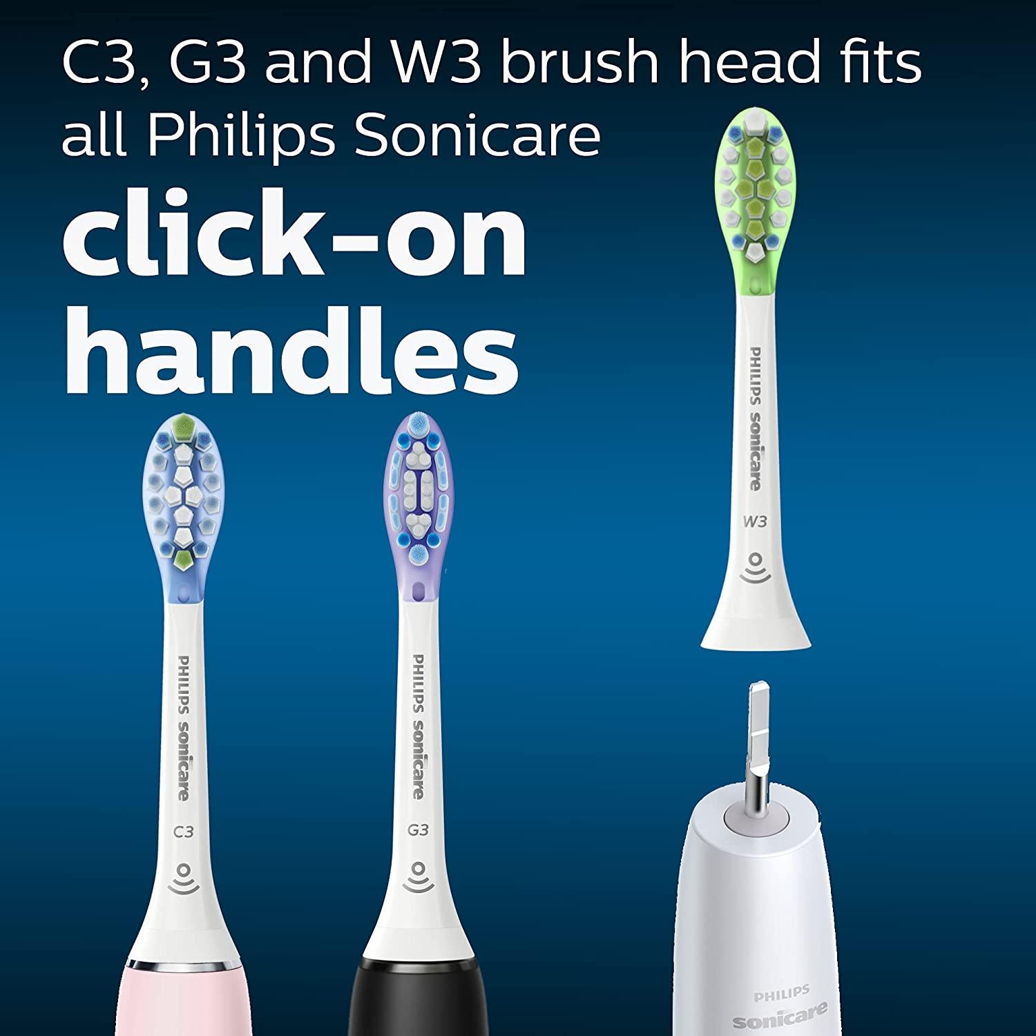 Philips Sonicare Genuine Replacement Toothbrush Heads Variety Pack, C3  Premium Plaque Control, G3 Premium Gum Care & W3 Premium White, 3 Brush  Heads, White, HX9073/65