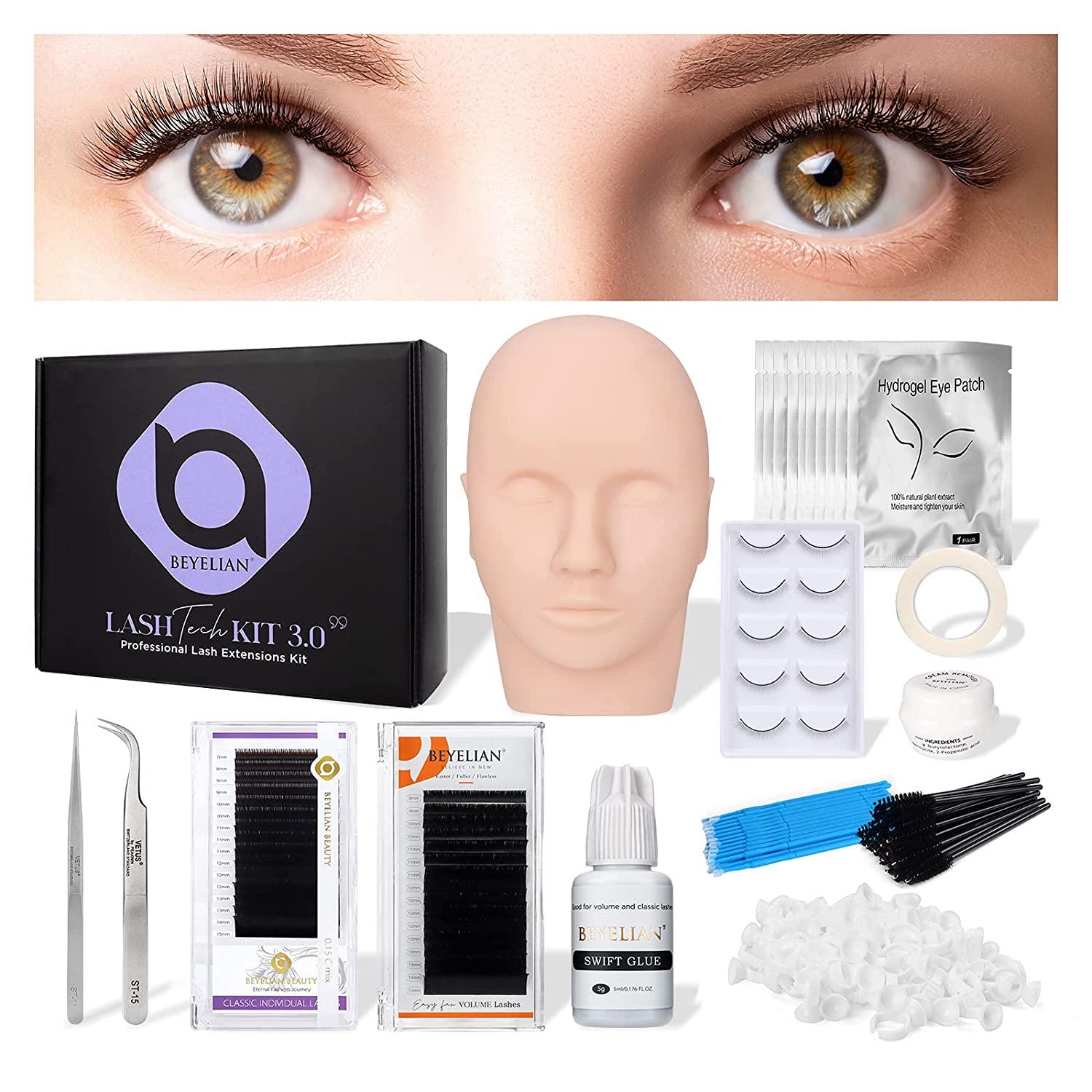 Eyelash Extension Kit,with lash Mannequin Head Lash Practice training