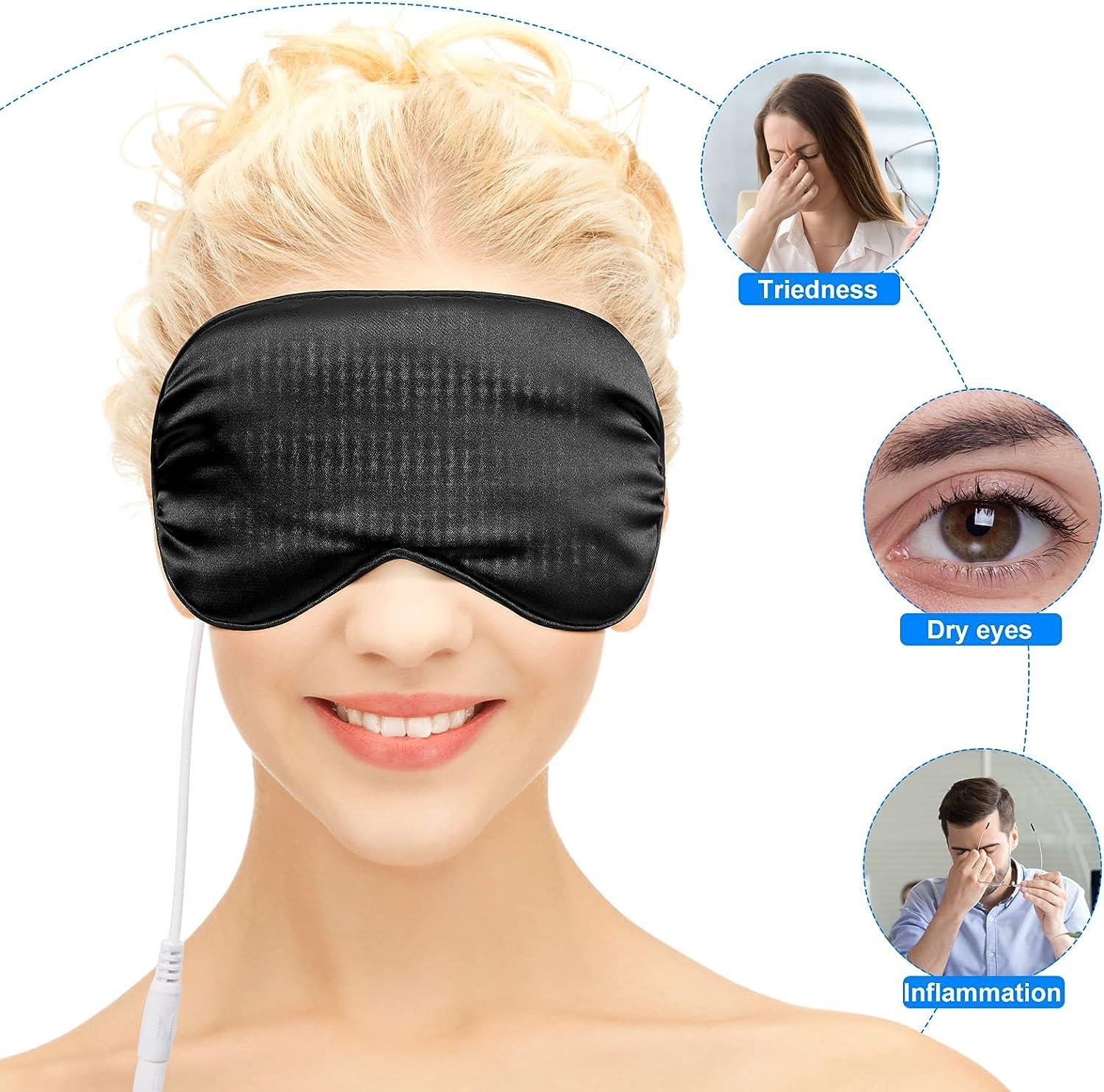 2 Pieces Silk Heated Eye Mask for Dry Eyes USB Steam Warm Compress