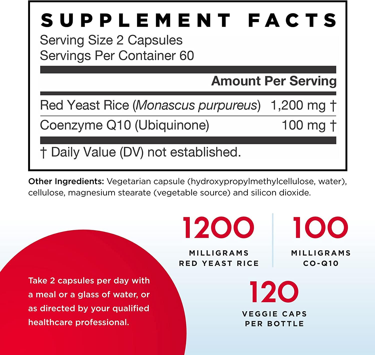 Jarrow Formulas Red Yeast Rice + CoQ10 120 VCAPS (600 MG) (Pack of 2)