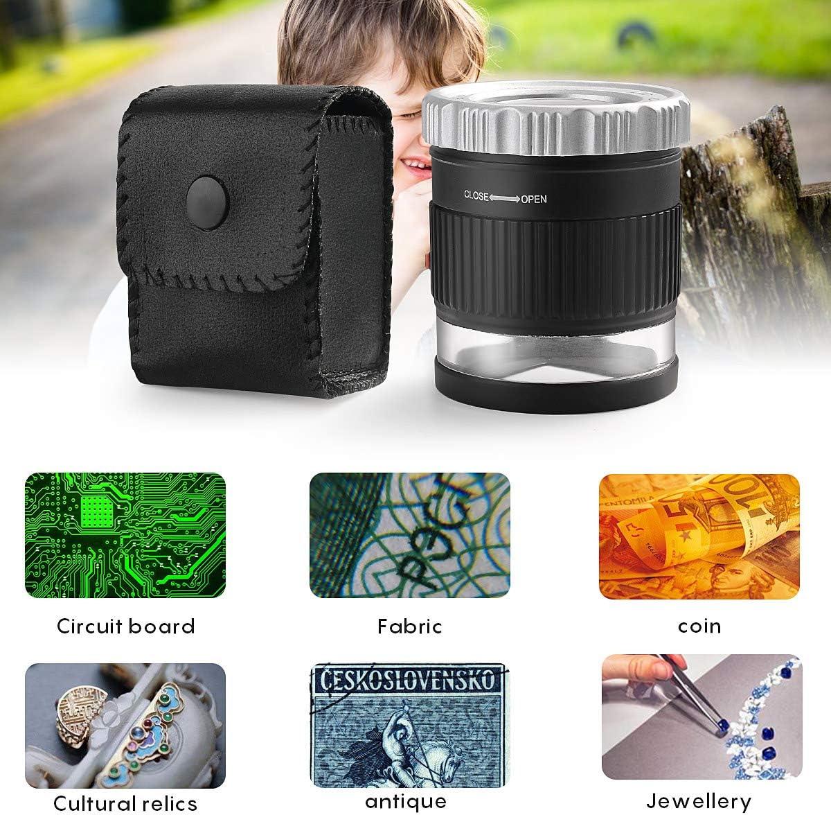 6 LED UV 30X Magnifying Glass Optical Glass Lens Loupe Magnifier Handheld  Coin Stamps Jewelry Mini