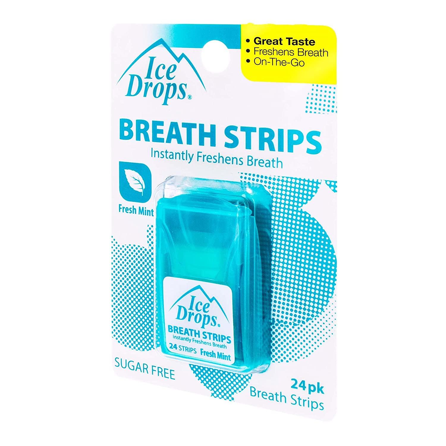 24 Packs Ice Drops Breath Strips SugarFree Fresh Mint Flavor (576