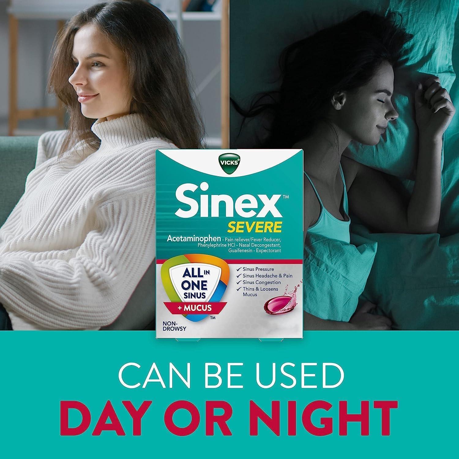 Vicks Sinex SEVERE AllInOne Sinus + Mucus Relief NonDrowsy Loosens Mucus Maximum Strength