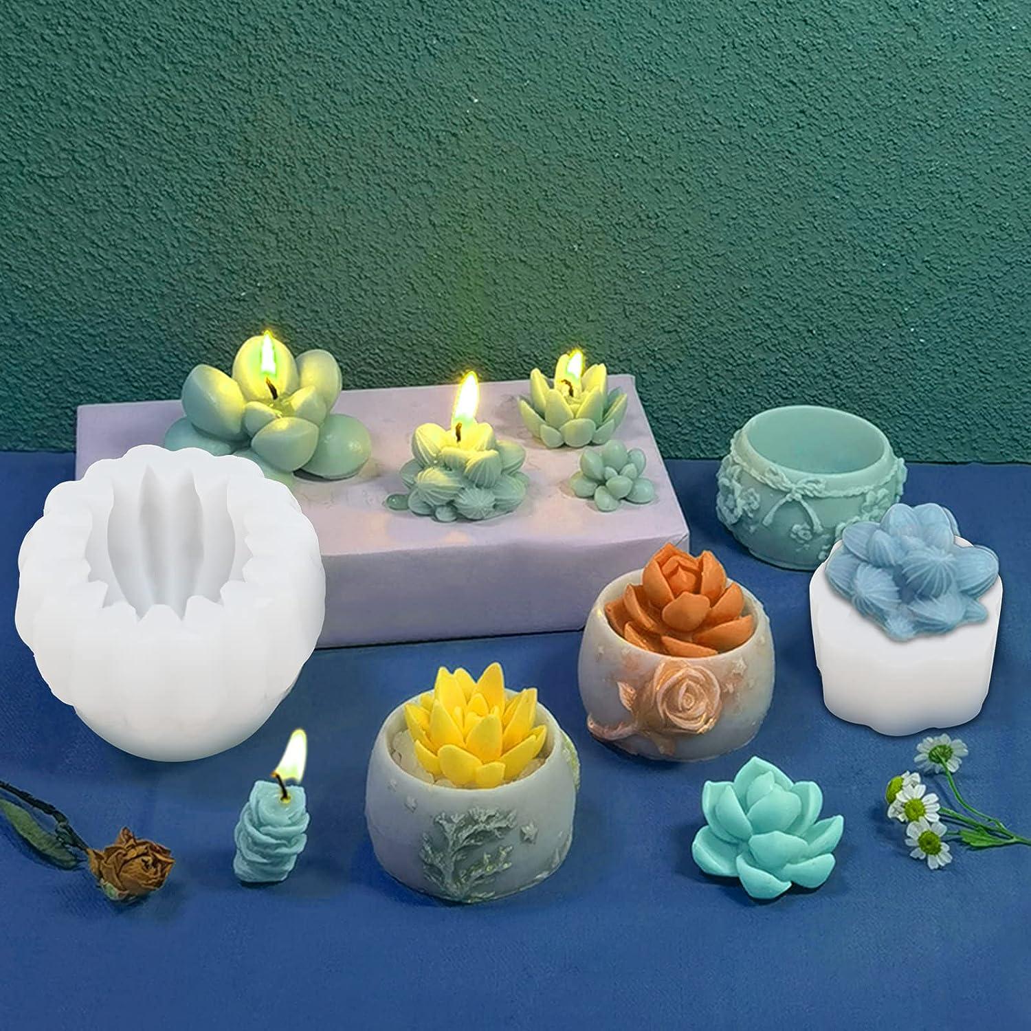 Lotus Floral Silicone Candle Mould Flower Bloom Rose Mold Ice Wax Soap  Resin Chocolate Fudge Jelly Moulds DIY Crafting Making Molds 