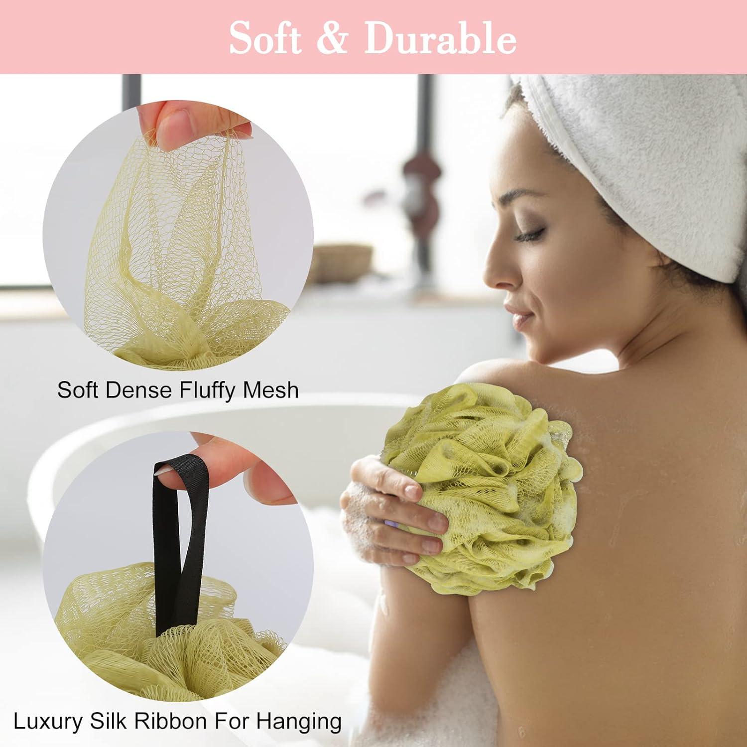Salawei Bath Shower Loofah Sponge 4 Packs Body Wash Scrubber Exfoliator