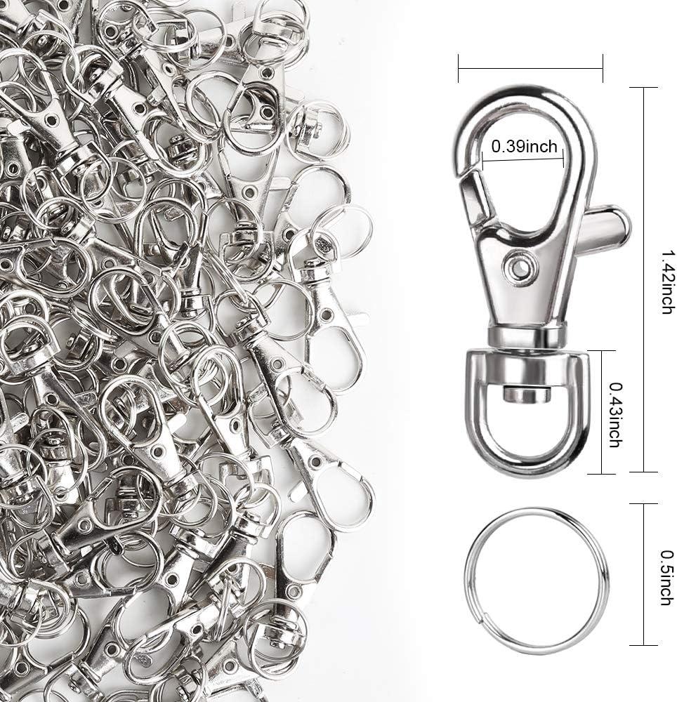 160PCS Metal Swivel Clasps Lanyard Snap Hook with Key Ring, LEOBRO 80PCS  Small Swivel Snap Hook Lobster Claw Clasp and 80PCS Key Rings Jump Ring for  Keychains, Lanyard, Key, Charm, Jewelry, Art