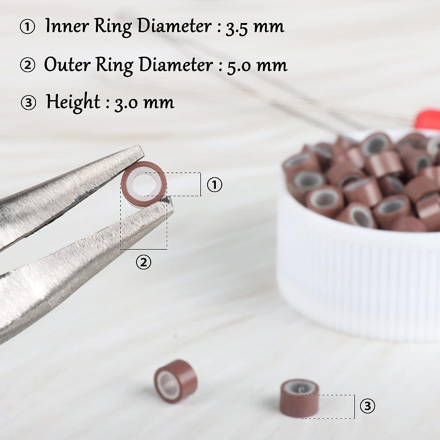 NIACONN 1000Pcs MicroLink Beads for Hair Extensions, 5mm Silicone Lined  Beads Microlink Rings Hair Extensions Tool-Brown