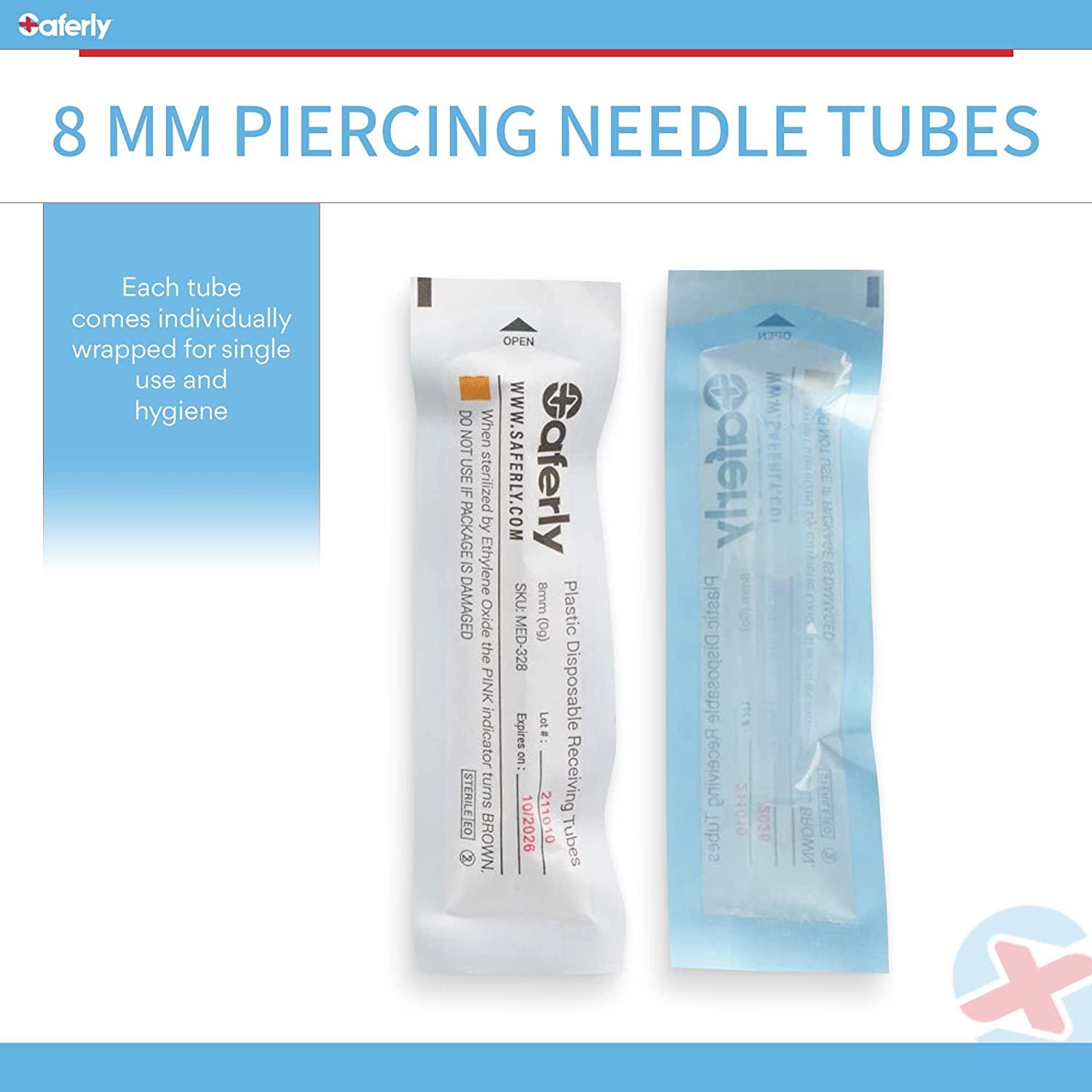 Saferly 8mm Plastic Piercing Needle Receiving Tubes Box of 50