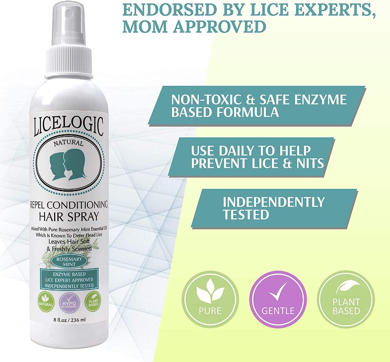 LiceLogic Head Lice Prevention Spray Made with Natural LICEZYME Non