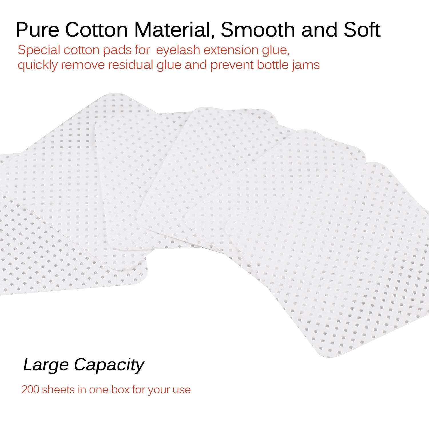 200 Pcs Glue Cleaning Cotton Pads NonWoven Fabric Wipes Glue Wiping Cloth for Clean Lash