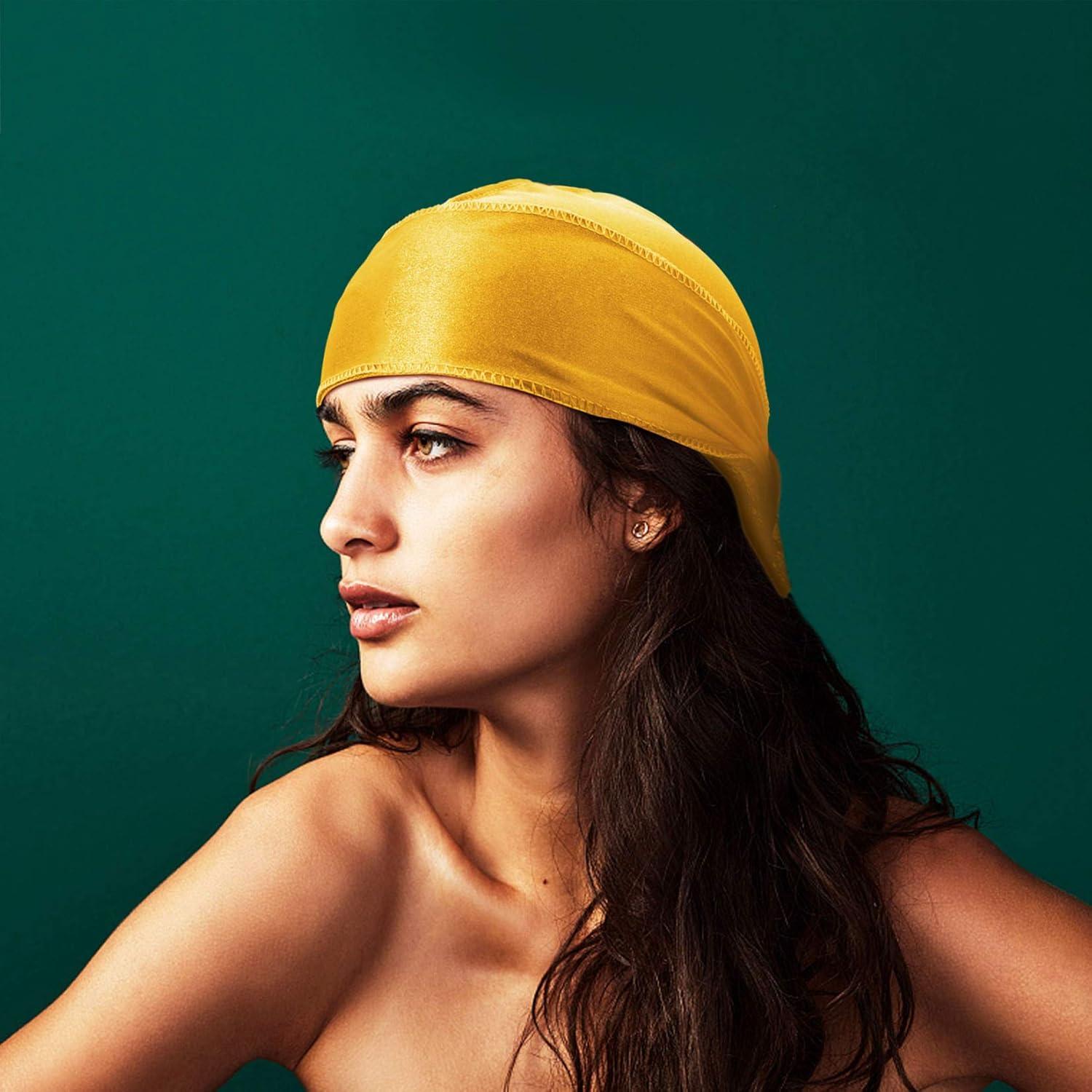 Hairizone Silky Durag Head Wrap for Men - Gold Doo Rags for Perfect ...
