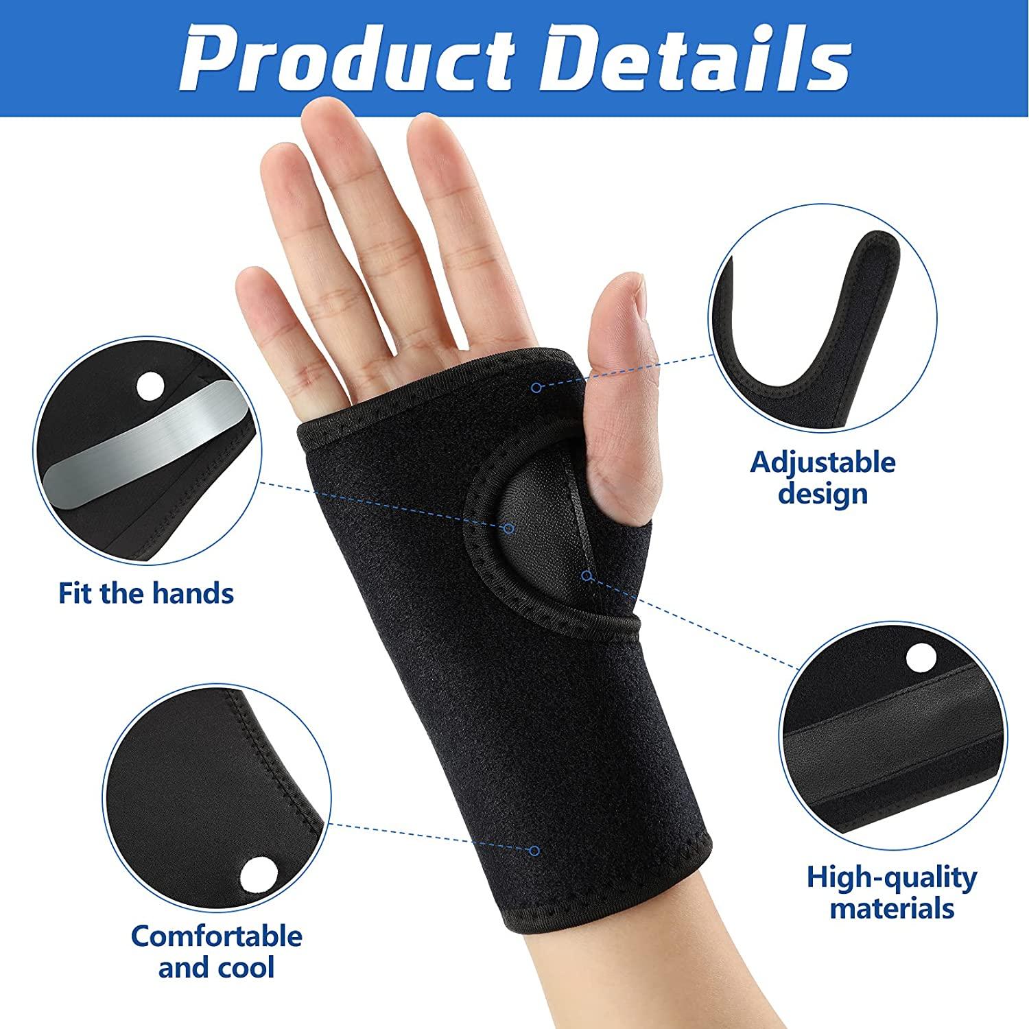 2x Carpal Tunnel Wrist Braces for Night Support Black Classic Style