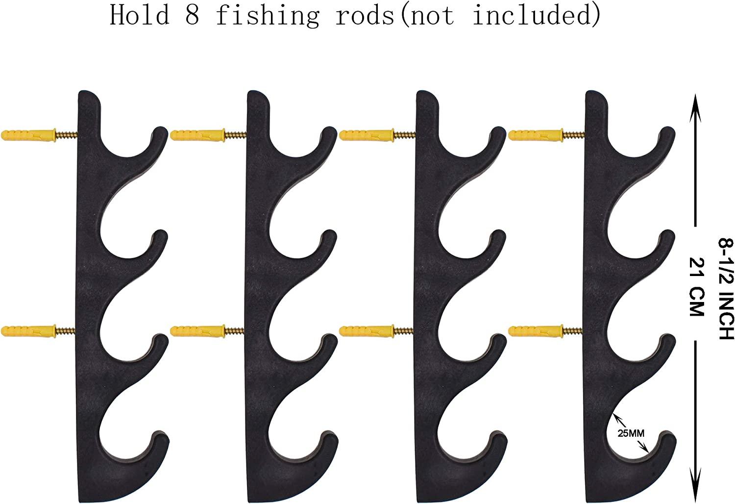 YYST Horizontal Fishing Rod Storage Rack Holder Wall Mount W Screws - No Fishing  Rod- to Hold 8 Fishing Rods
