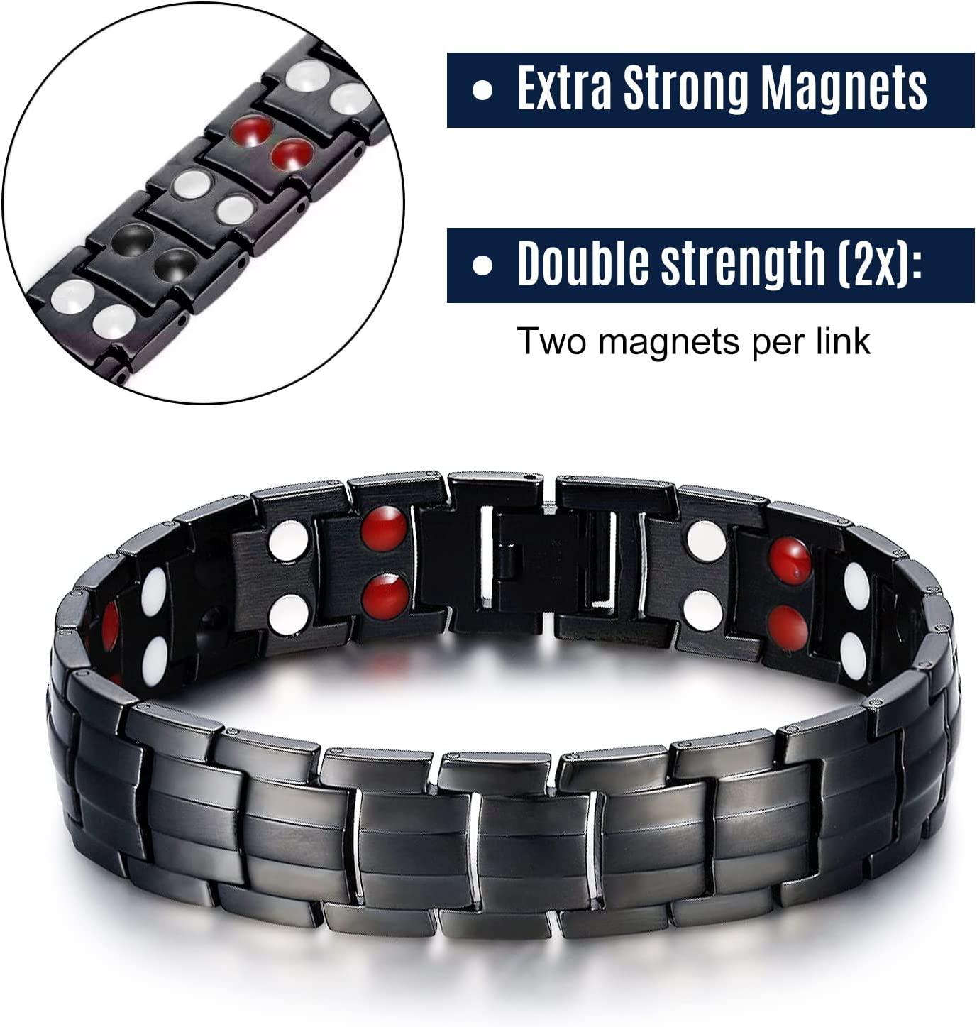 Men's Magnet Bracelets with Engraving (Black Leather) - Talisa