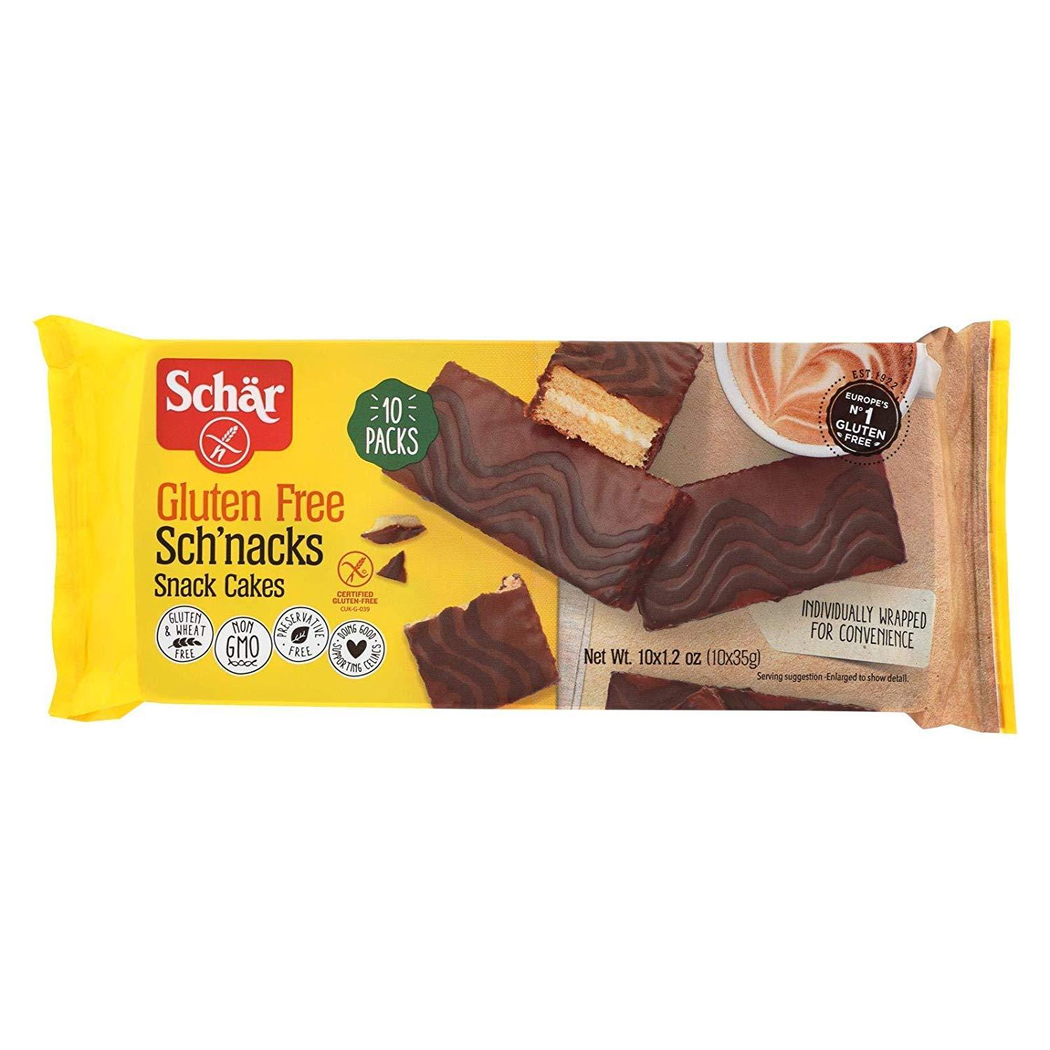 Schar GlutenFree Schnacks Chocolote Covered Snack Cakes [Case of 6]