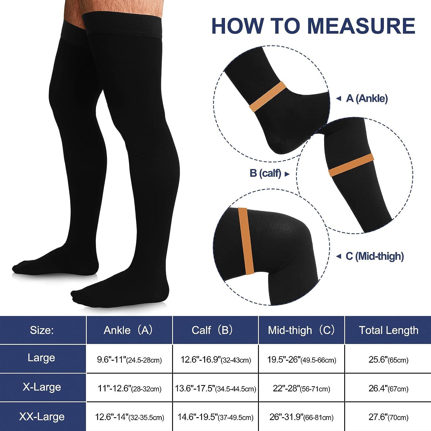 1 Pair Thigh High Compression Socks Men Women 20-30mmHg