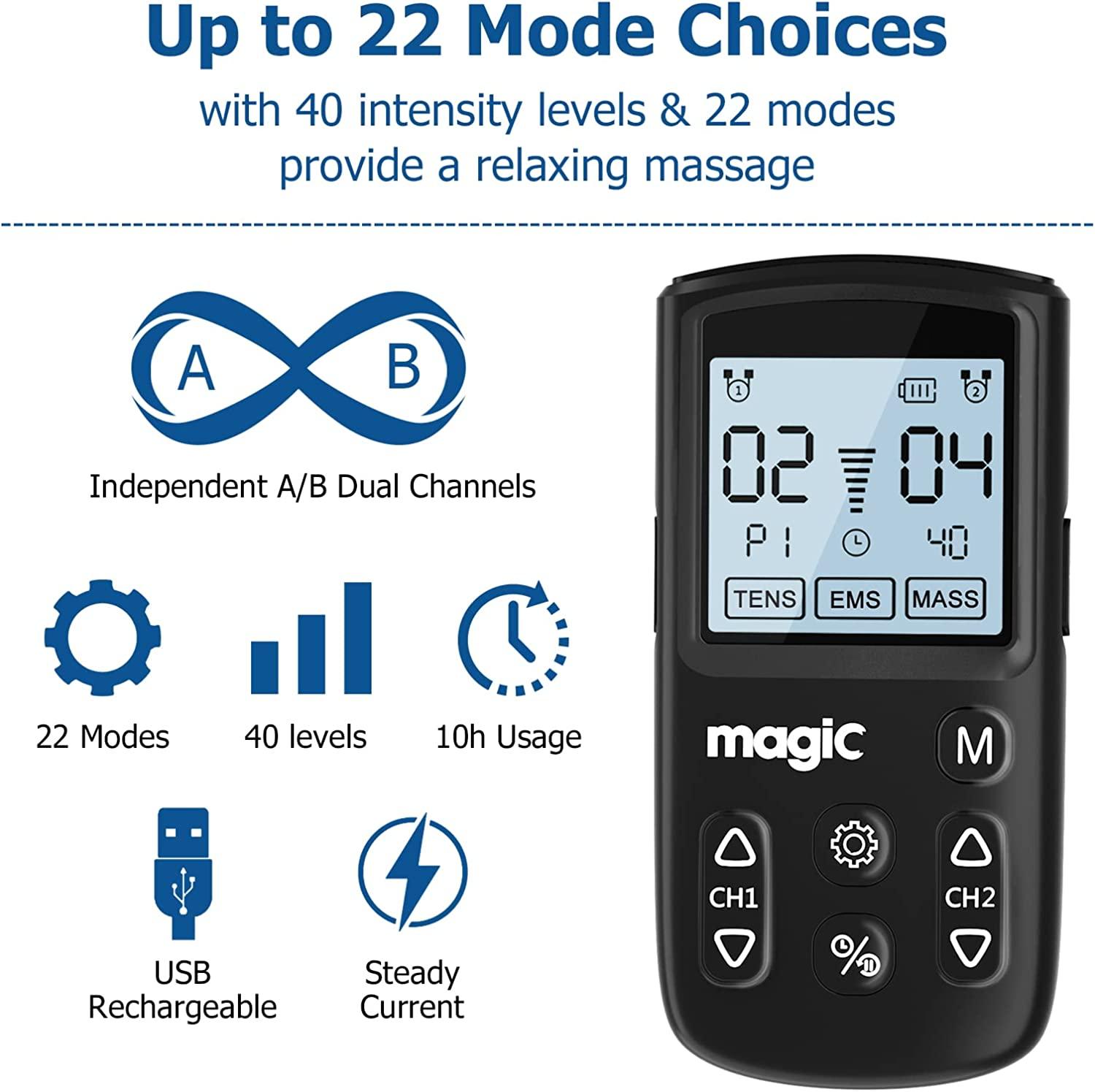Tens Unit Muscle Stimulator Therapy 12 Massage Modes Complete Set