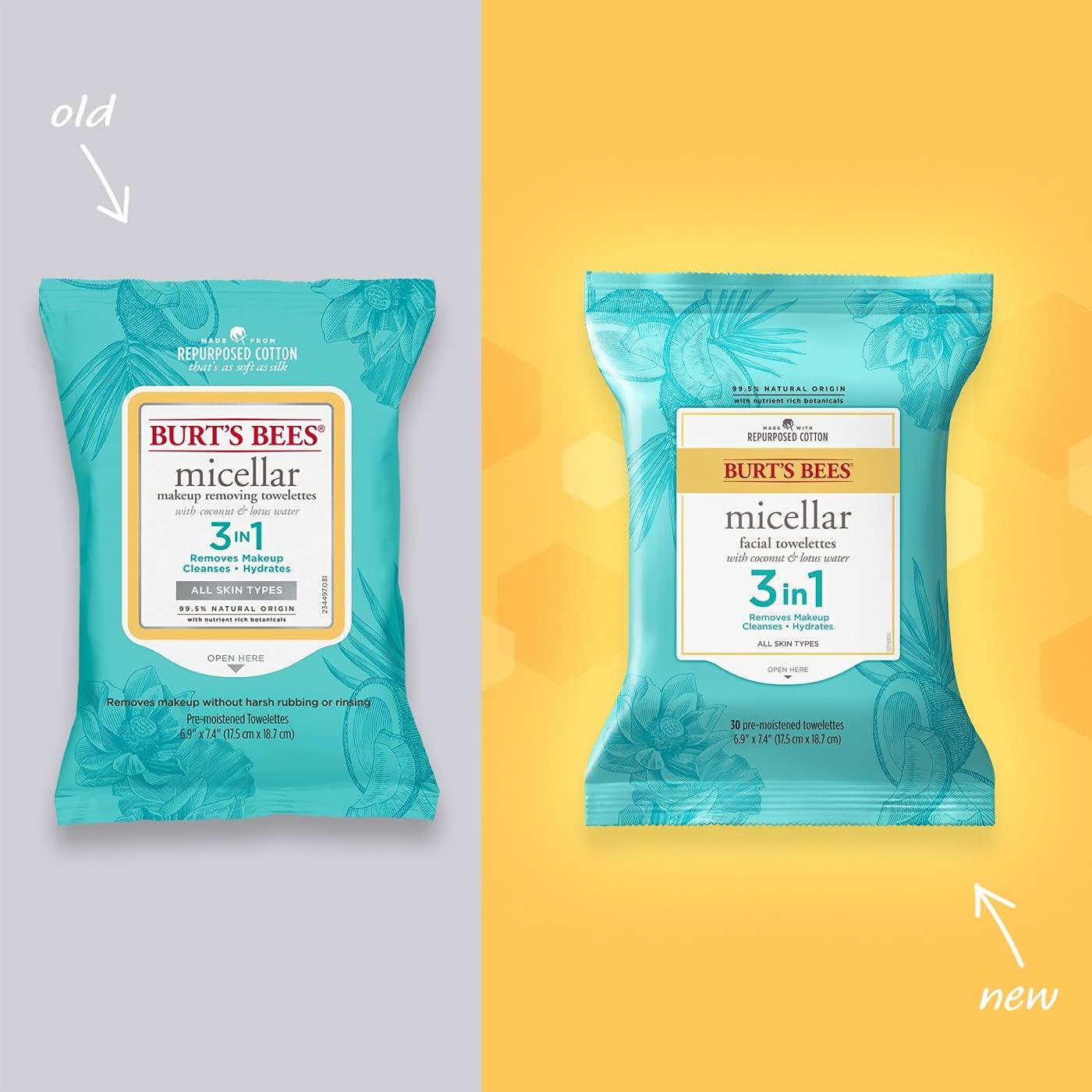 Face Wipes, Burt's Bees Facial Cleansing, Makeup Remover Towelettes, 3