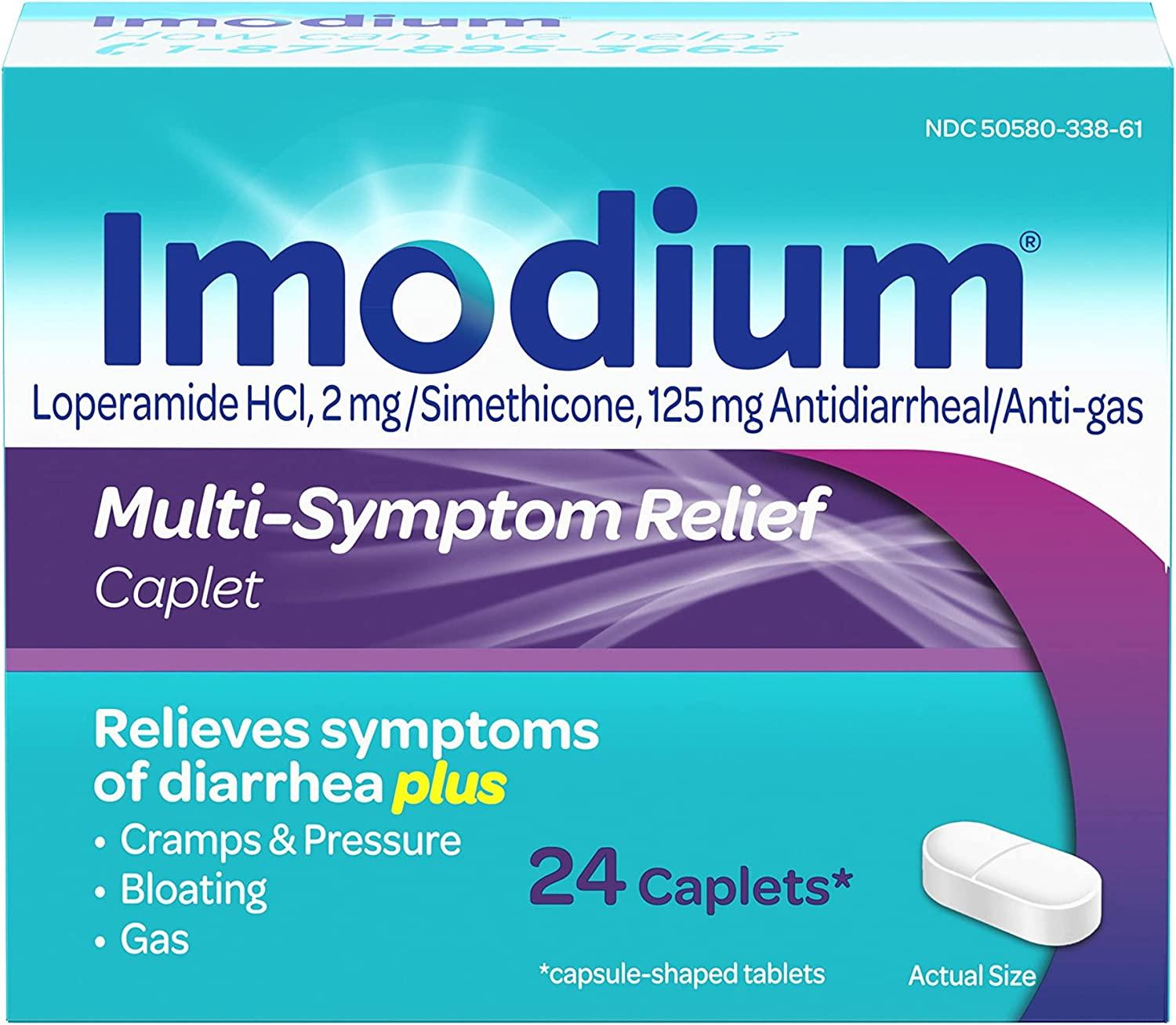Imodium MultiSymptom Relief Caplets with Loperamide Hydrochloride and