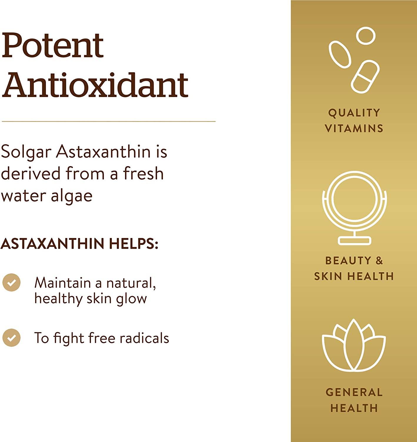 Solgar Natural Astaxanthin 5mg 60 Softgels Antioxidant Support
