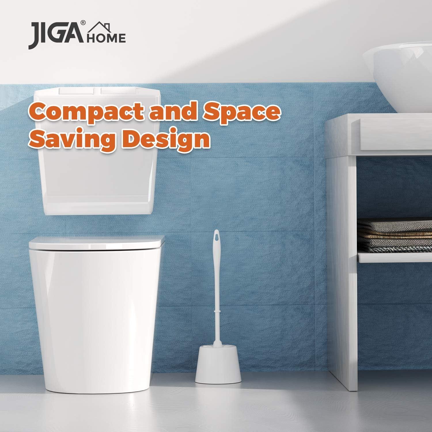 JIGA 3 Pack Toilet Brush and Holder Set Toilet Bowl Brush with Caddy