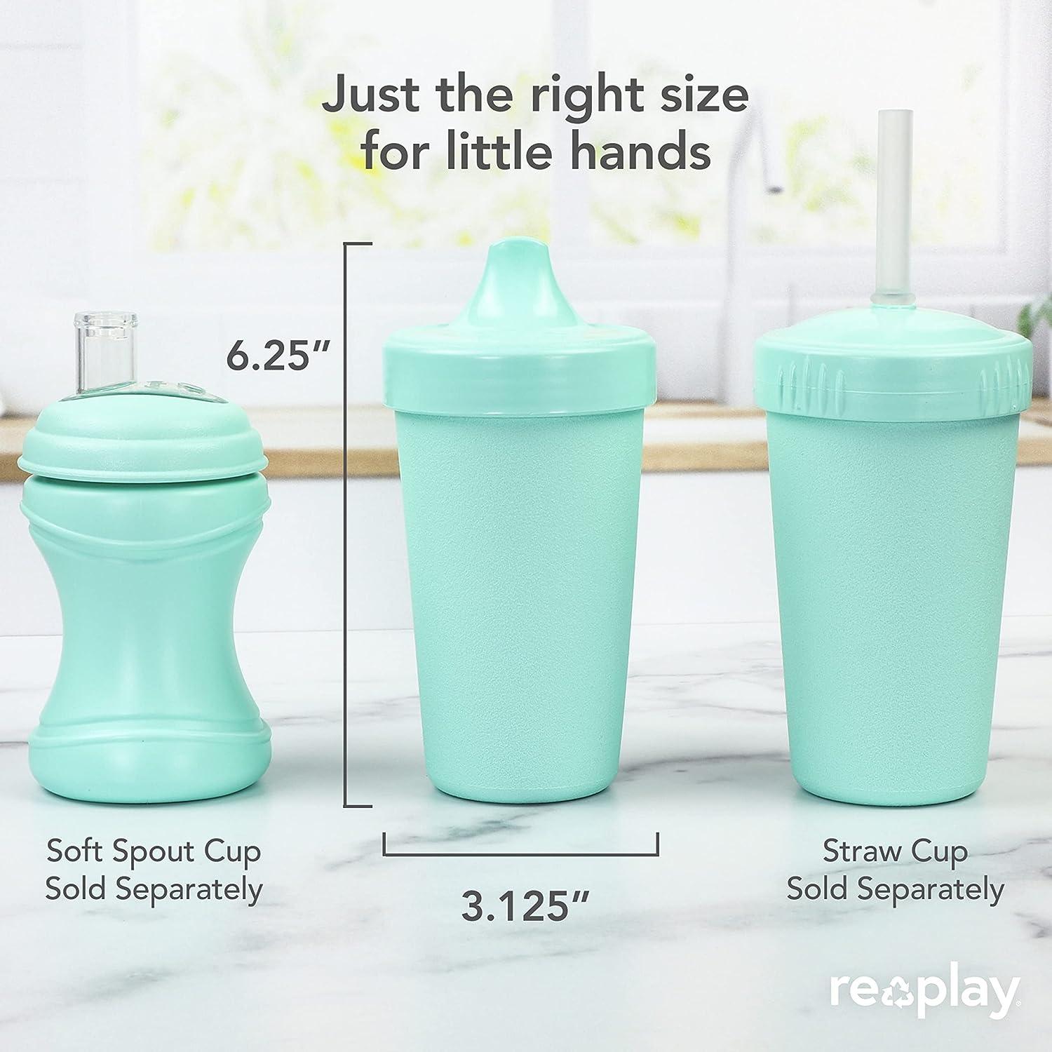 Re-Play Made in The USA 4pk No Spill Sippy Cups for Baby, Toddler, and Child  Feeding - Sky Blue, Aqua, Navy, Teal (True Blue+) 