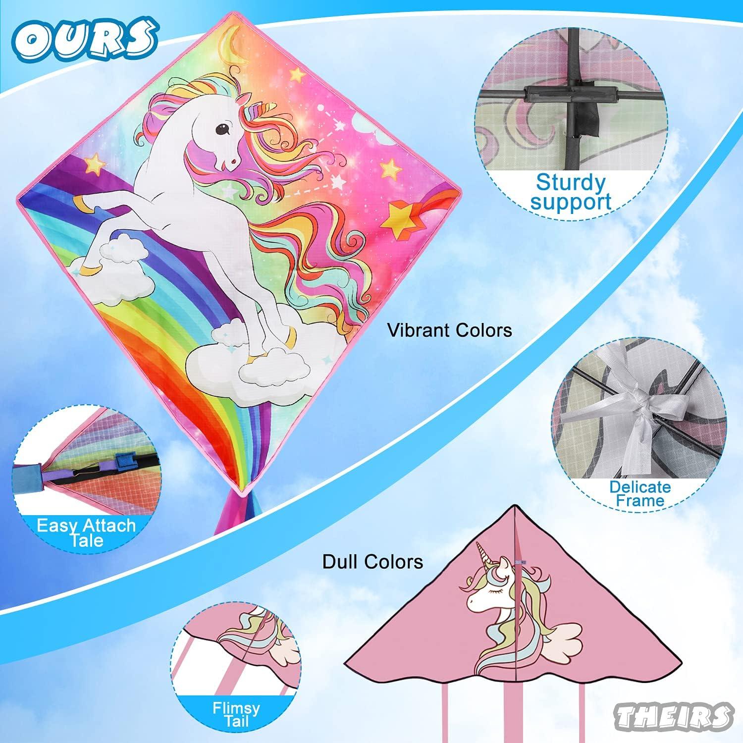 TOY Life Unicorn Kite for Kids Easy to Fly Large Kids Kite Kites for